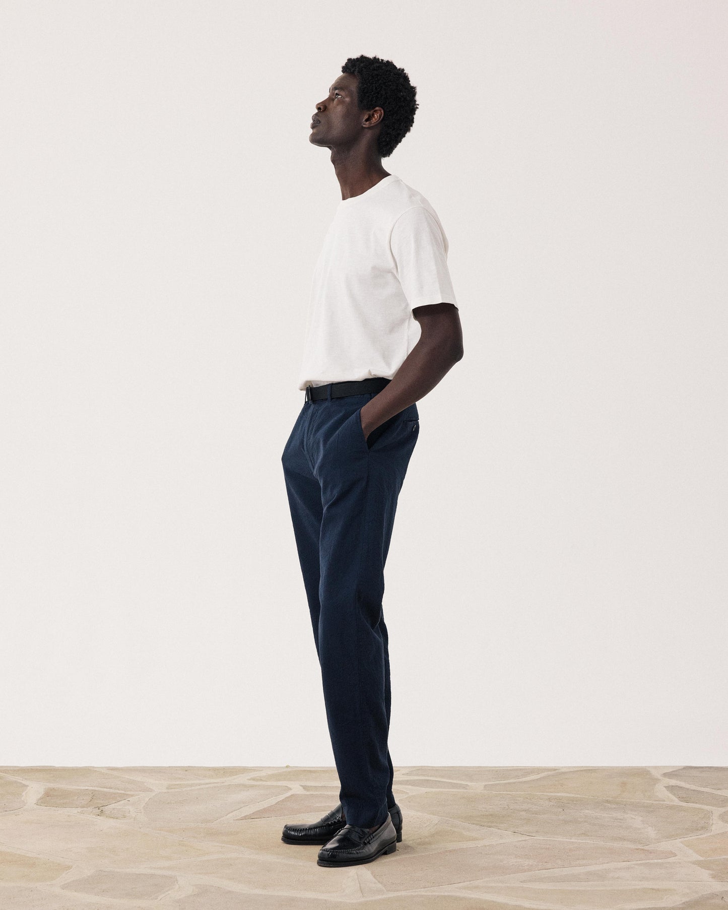 Pantalon Homme en Seersucker Bleu Marine Taylor BF51113-01