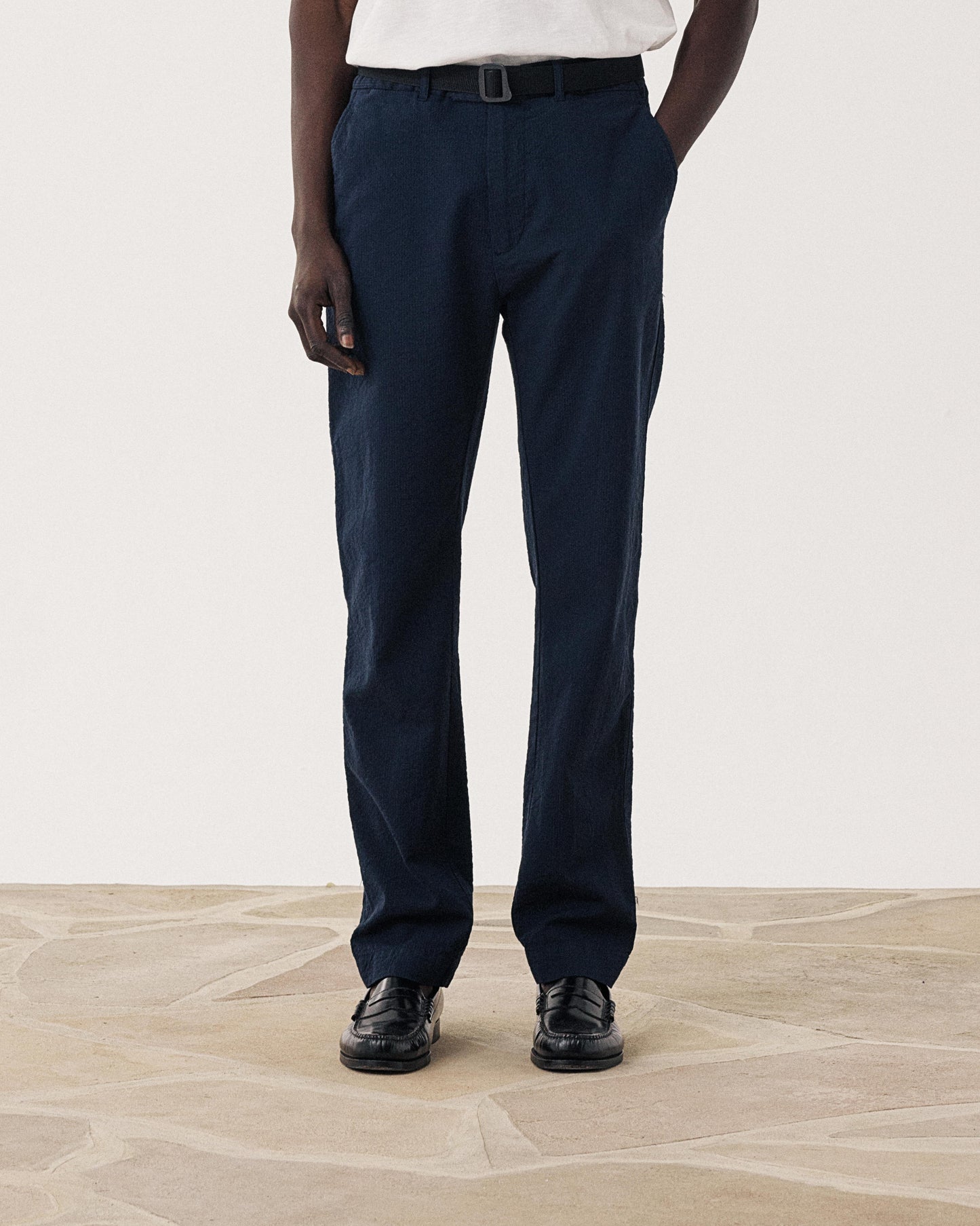 Pantalon Homme en Seersucker Bleu Marine Taylor BF51113-01