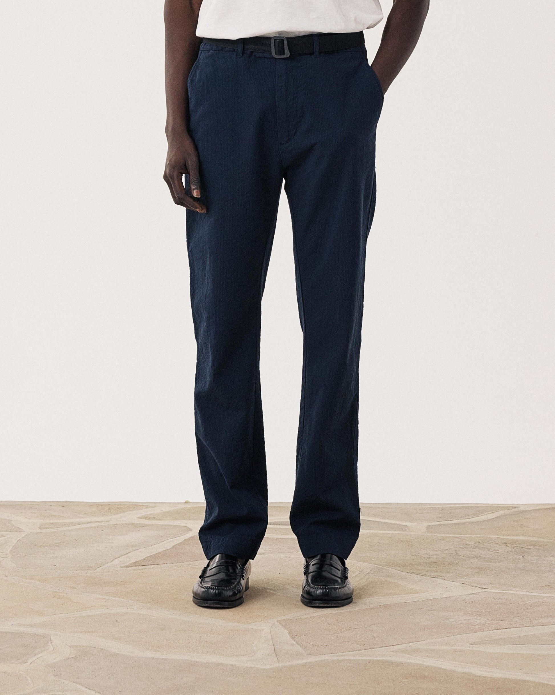 Pantalon Homme en Seersucker Bleu Marine Taylor BF51113-01