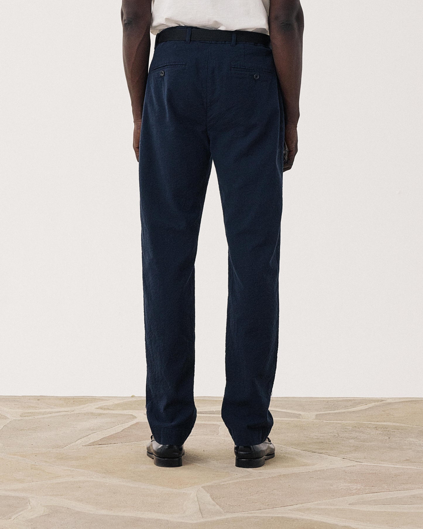 Pantalon Homme en Seersucker Bleu Marine Taylor BF51113-01