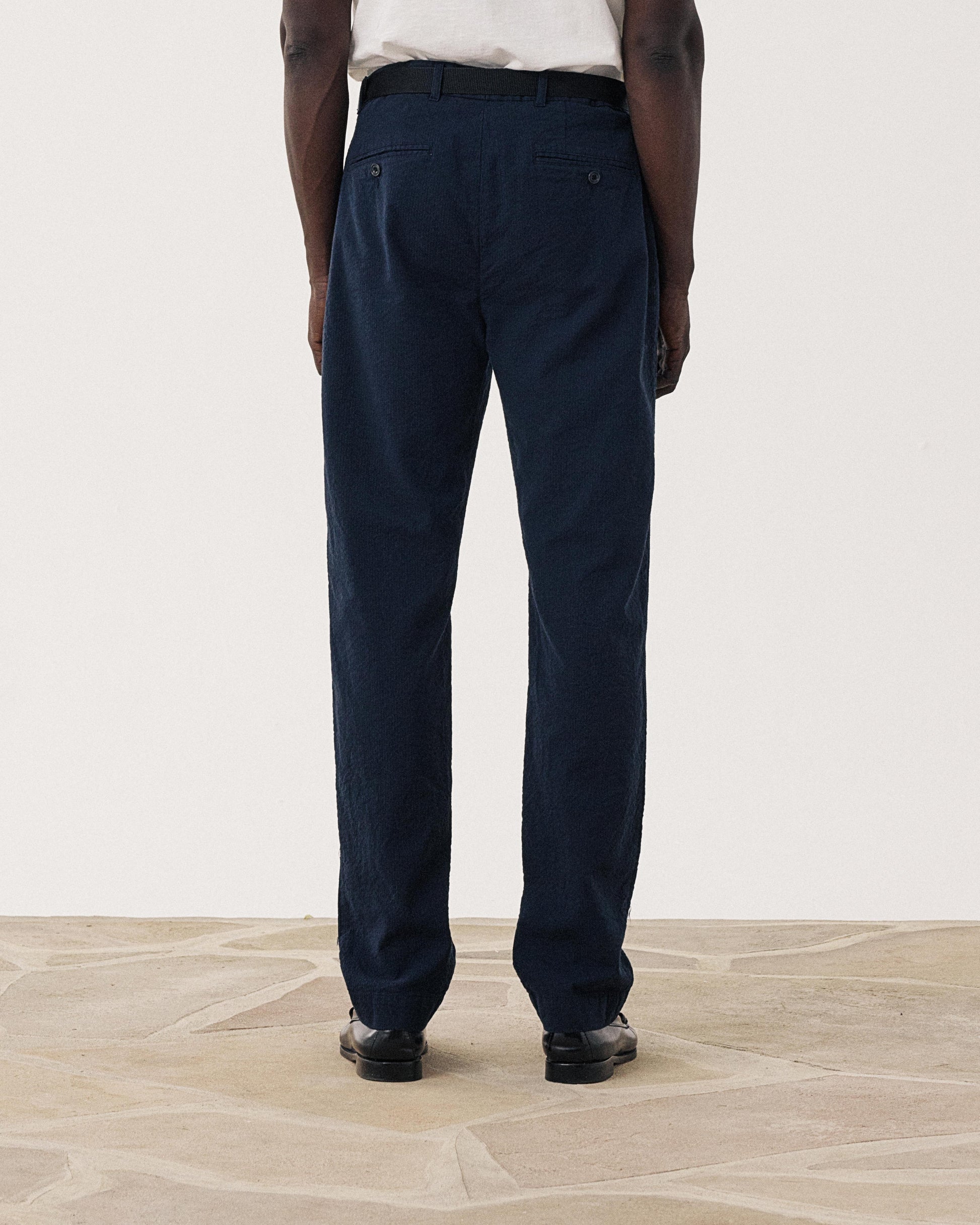 Pantalon Homme en Seersucker Bleu Marine Taylor BF51113-01