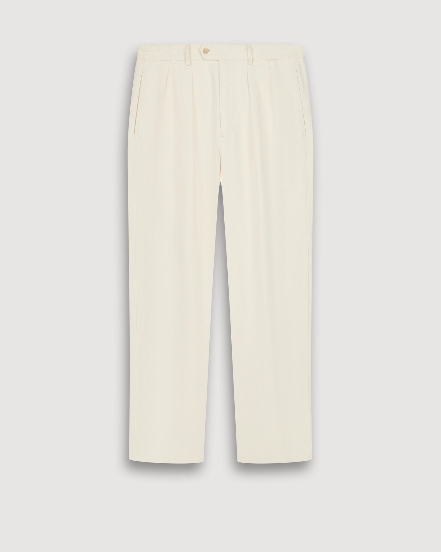 Men's Ecru Herringbone Cotton Trousers Trunk BF53110-01