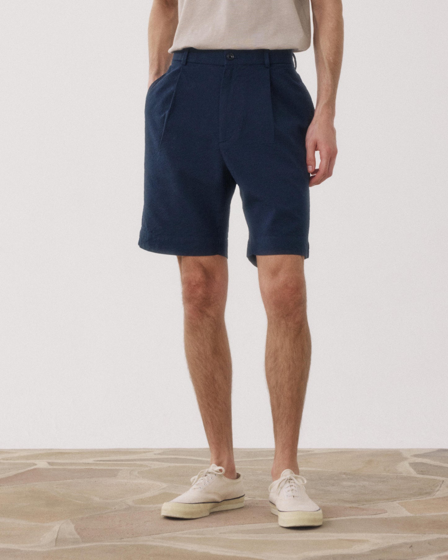 Short Homme en Seersucker 'Canete' Marine Task