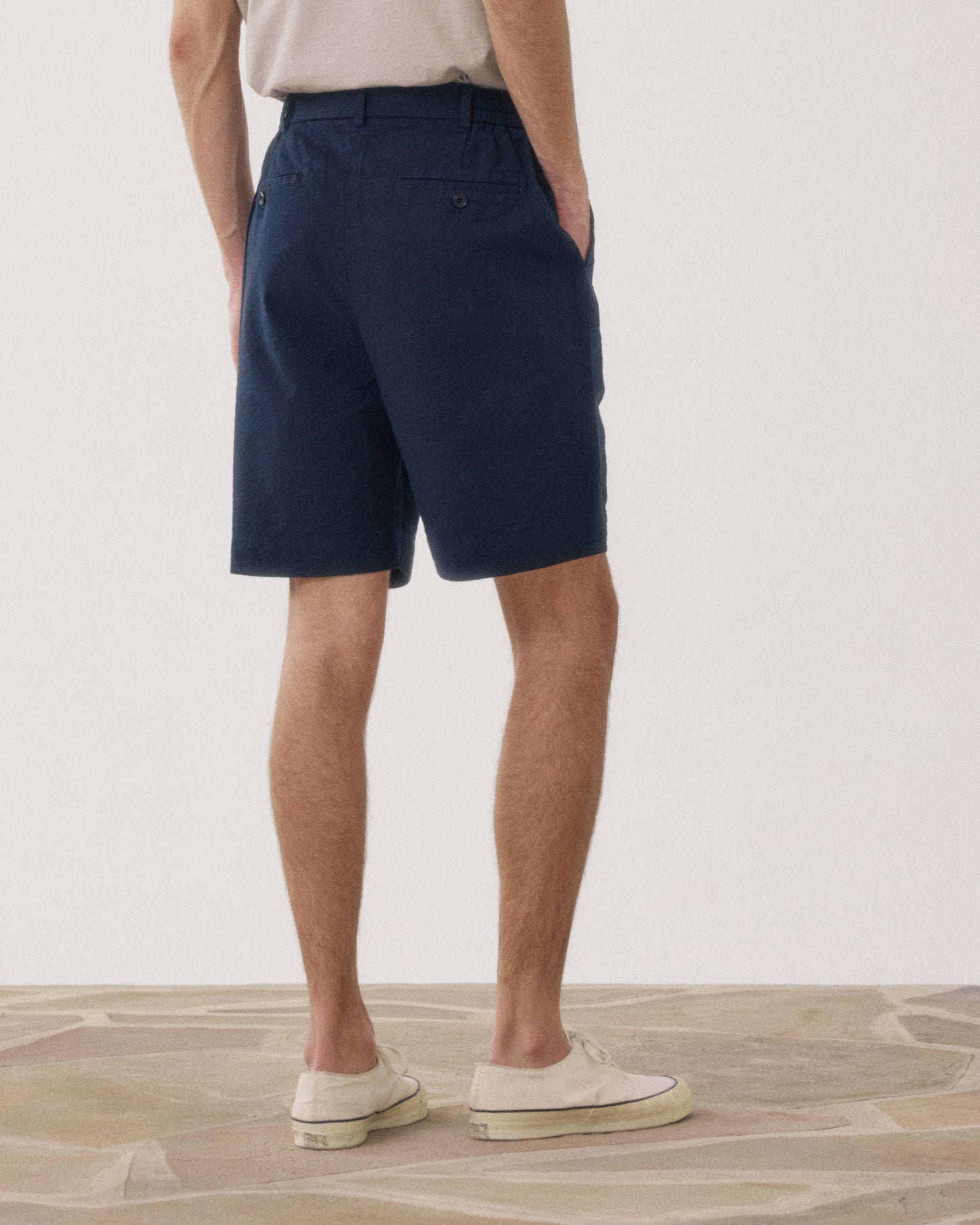 Short Homme en Seersucker 'Canete' Marine Task
