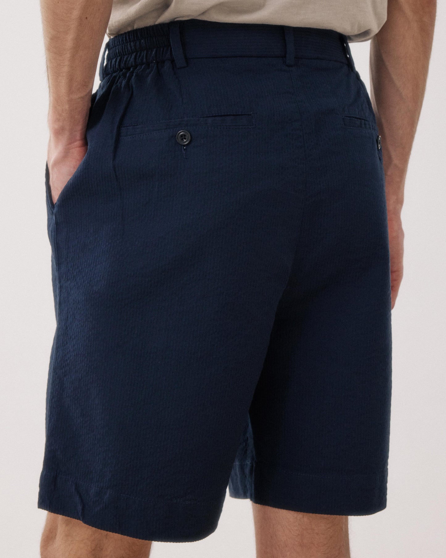 Short Homme en Seersucker 'Canete' Marine Task
