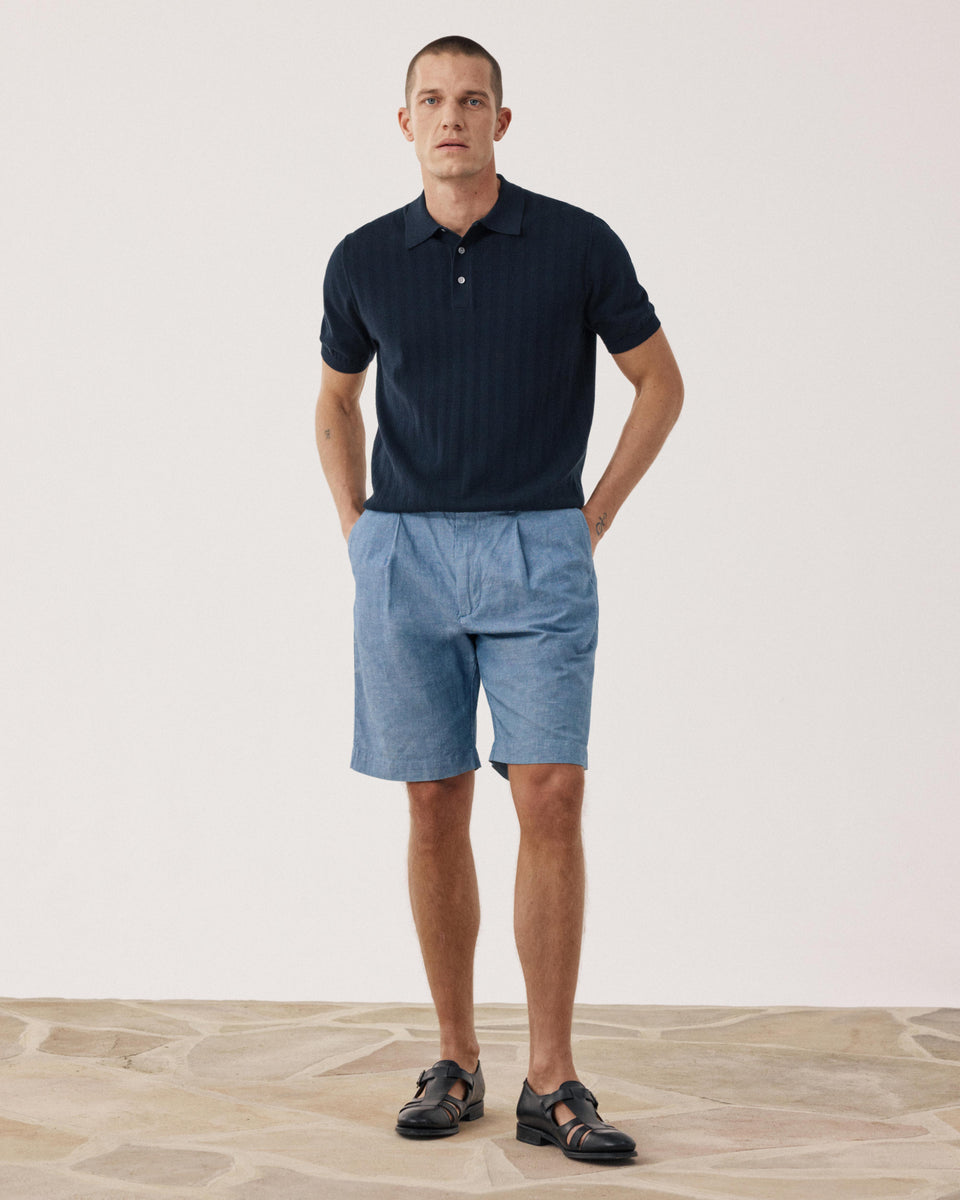 Short Homme en Chambray de Lin & Coton Task - Image principale