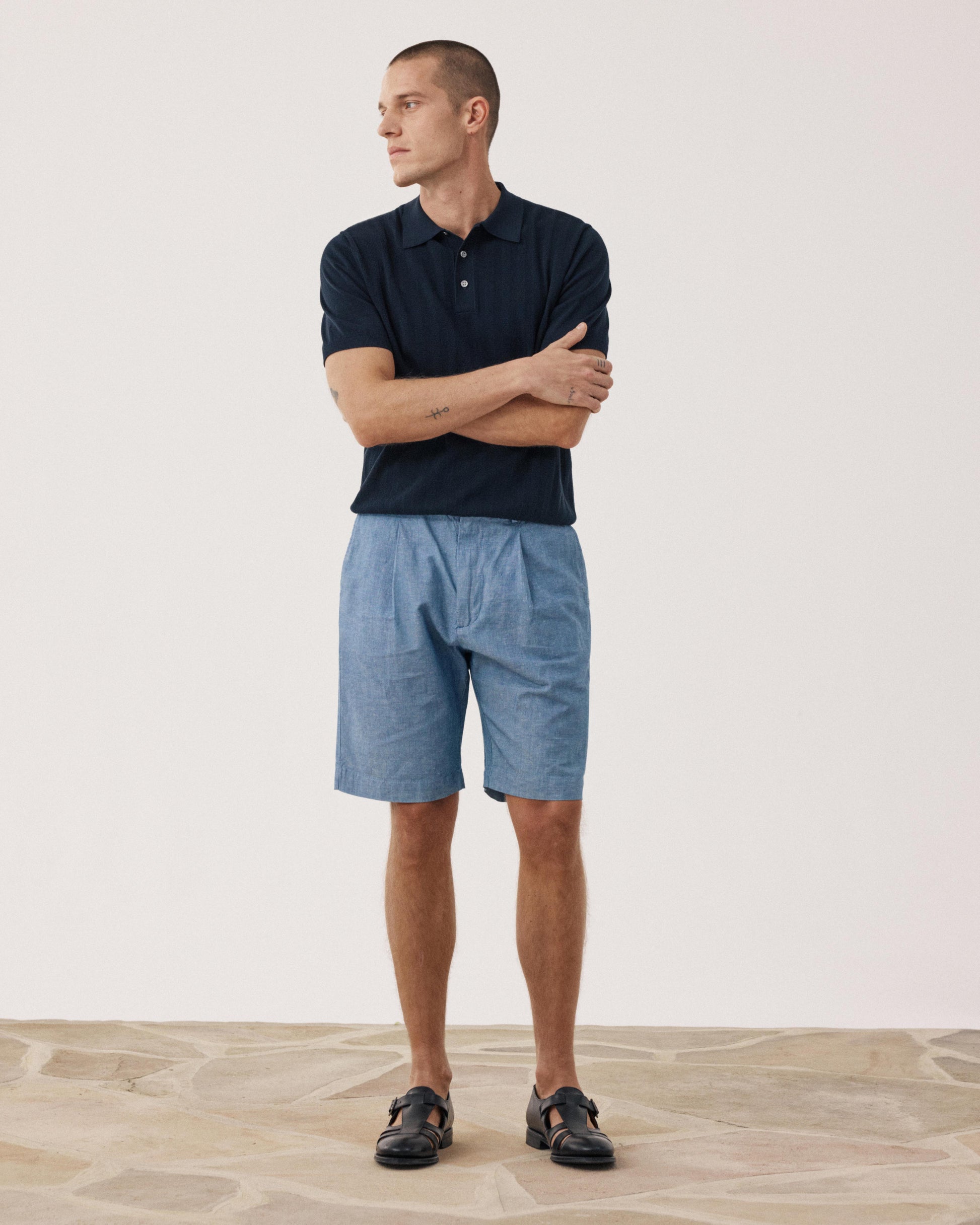 Pantalones cortos de hombre de chambray de lino & algodón Chambray Task BF54116-01