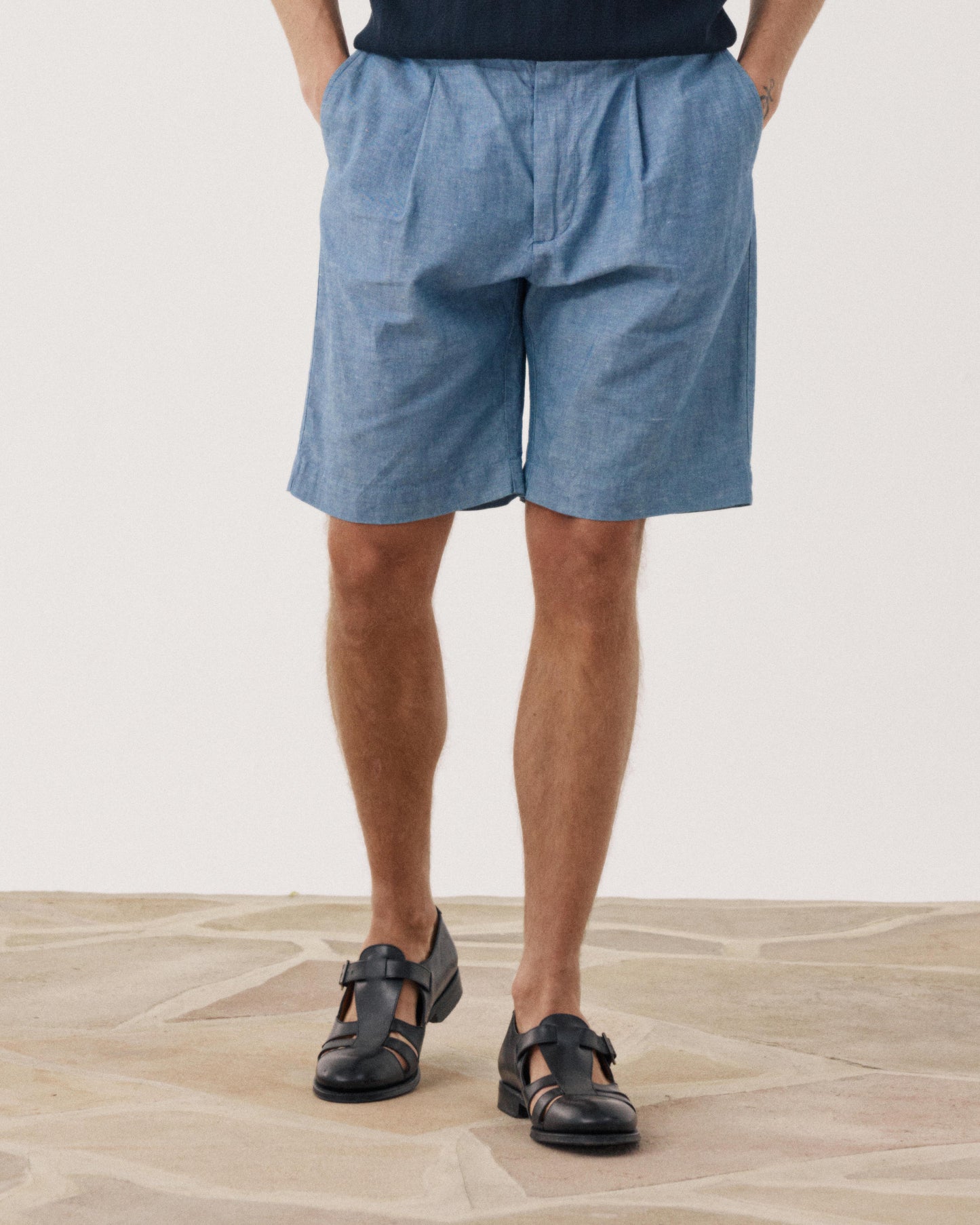 Pantalones cortos de hombre de chambray de lino & algodón Chambray Task BF54116-01