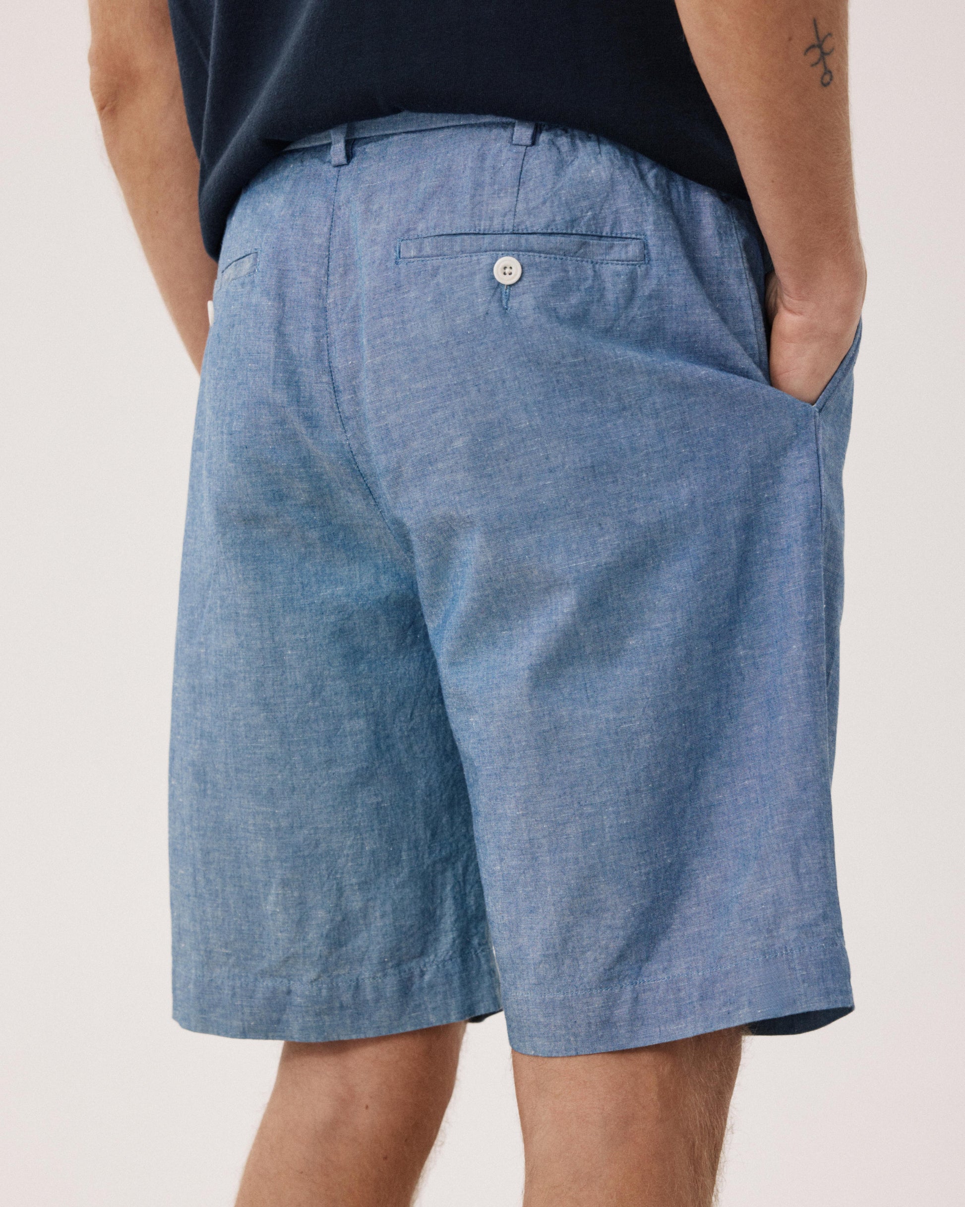 Pantalones cortos de hombre de chambray de lino & algodón Chambray Task BF54116-01