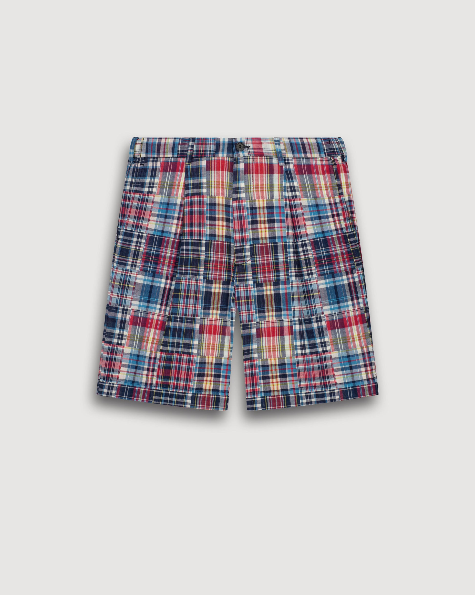 Men's Blue & Red Patchwork Checkered Cotton Shorts Task BF54119-01