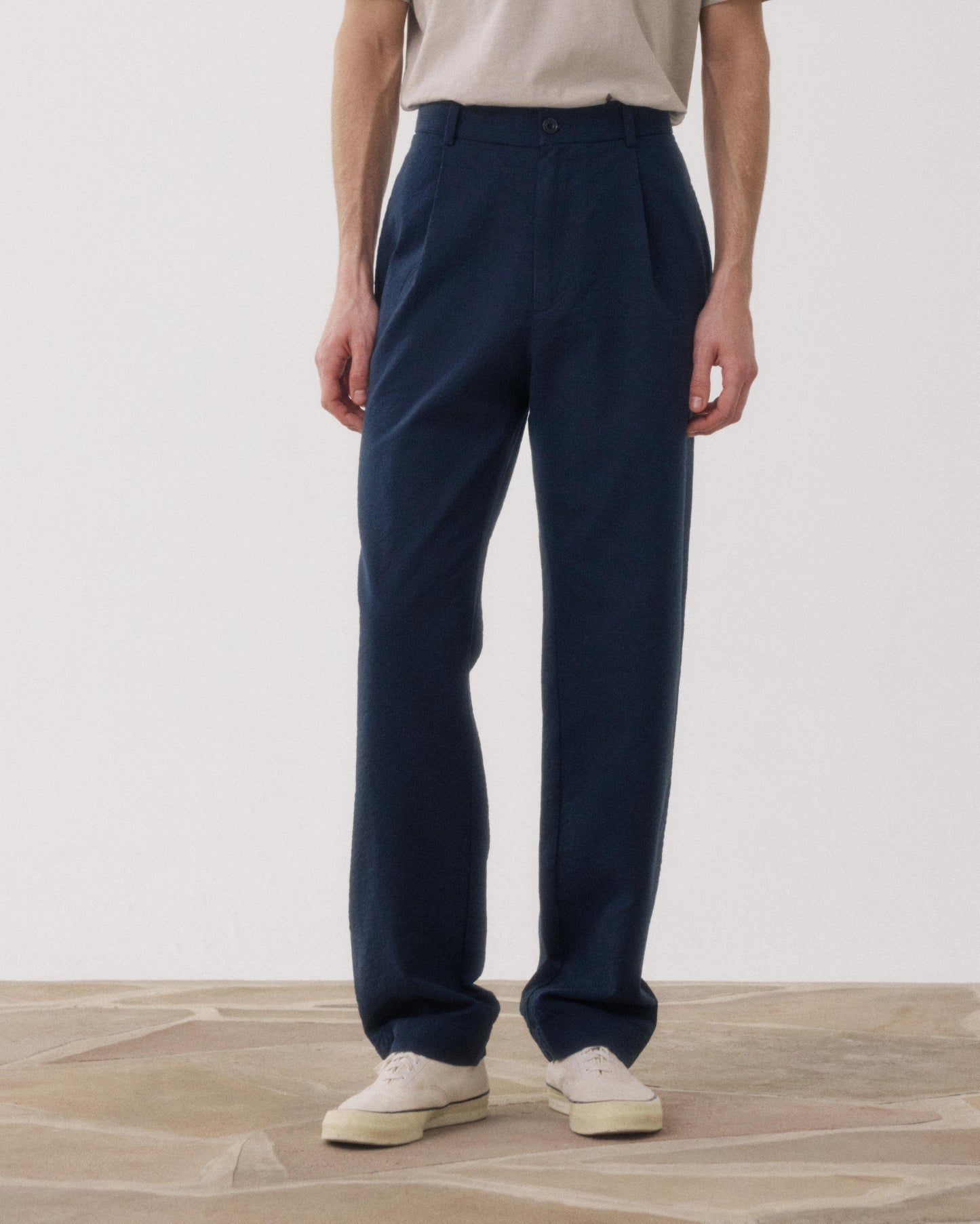 Pantalon Homme en Seersucker 'Canete' Marine Task