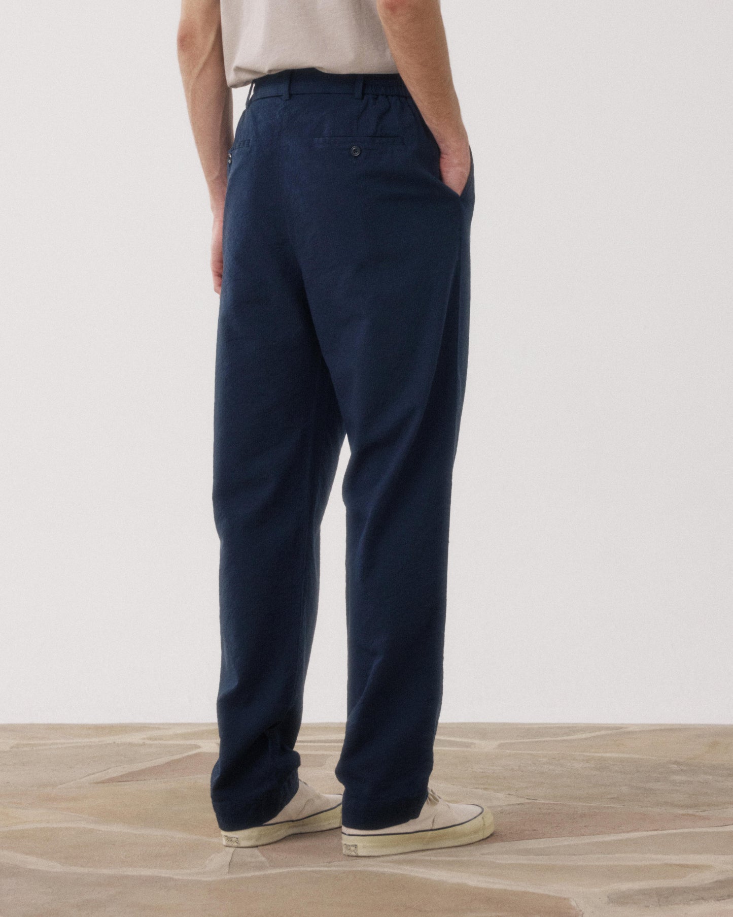 Pantalon Homme en Seersucker 'Canete' Marine Task