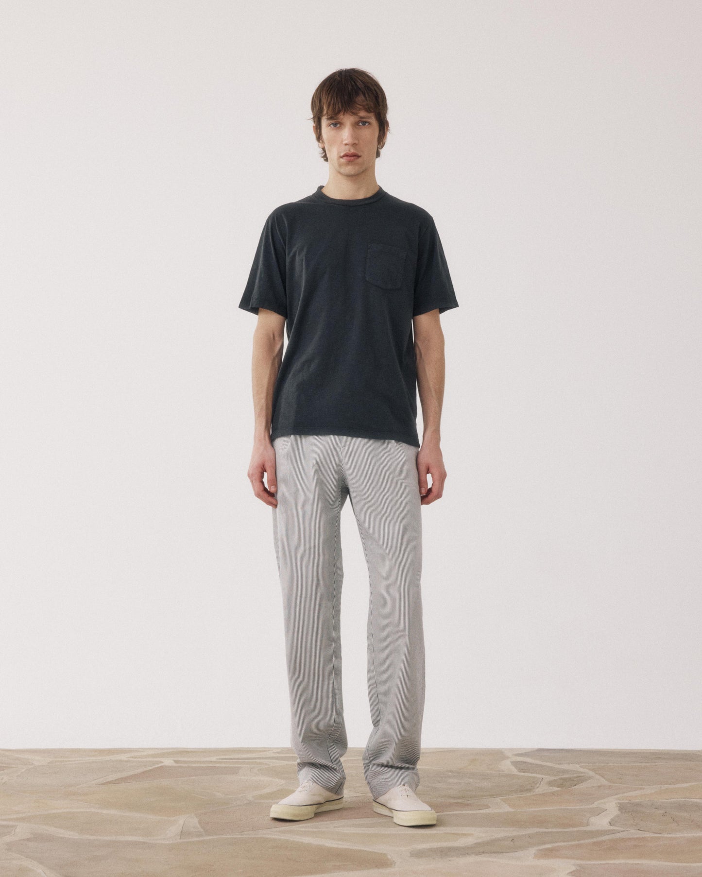Pantalones Hombre en Seersucker 'Canete' Azul marino & crudo Task