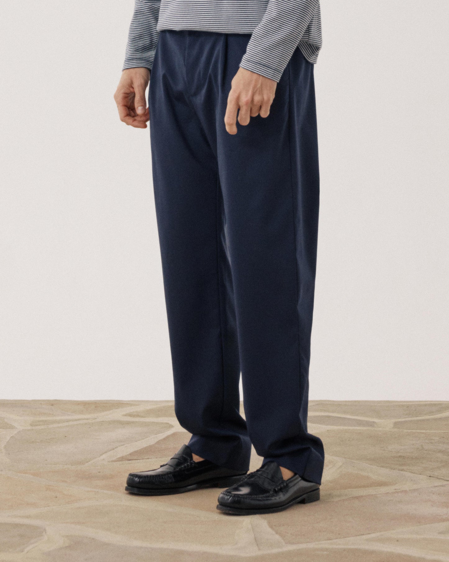 Pantalon Homme en Laine & Coton Bleu Marine Task BF55120-01