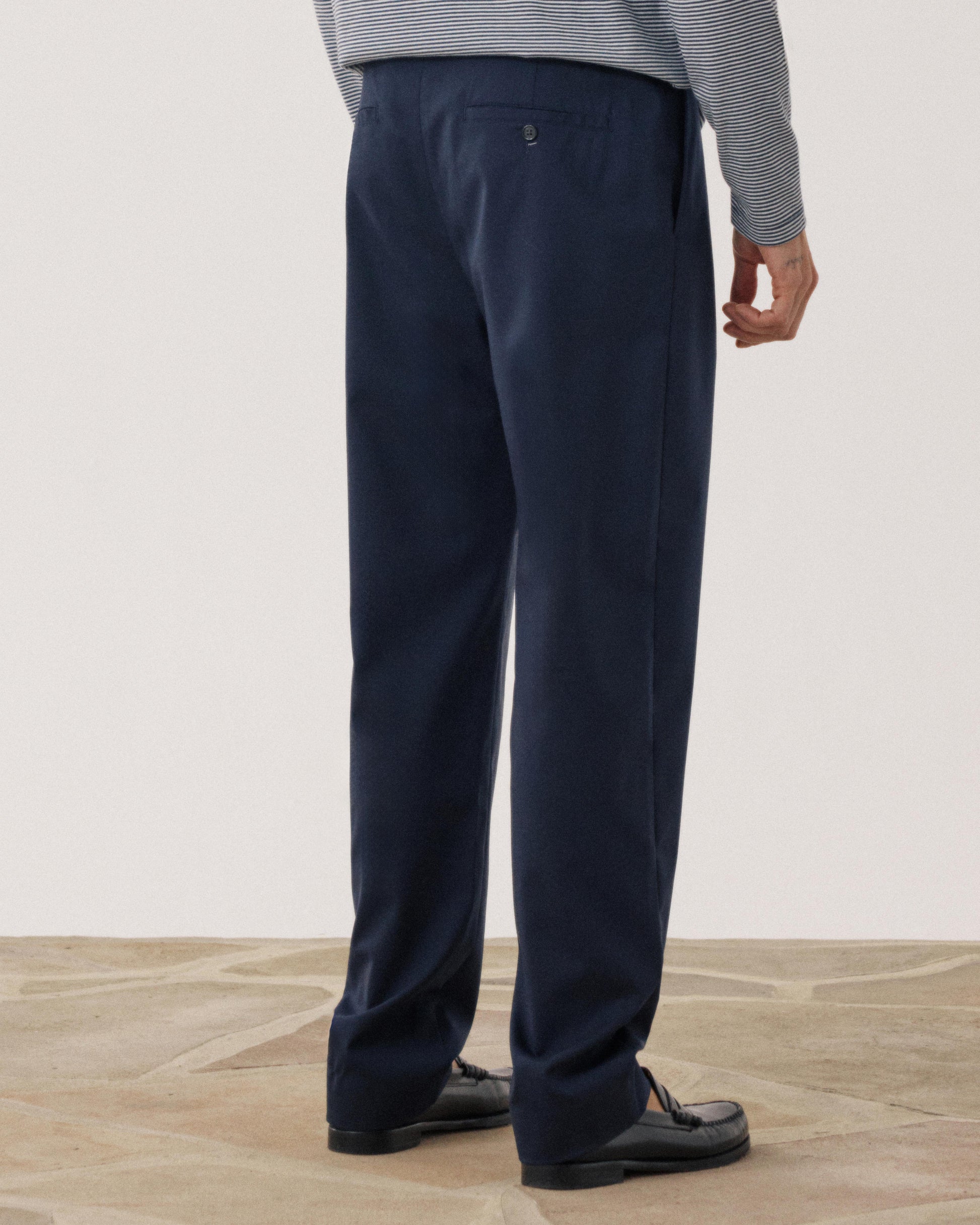 Pantalon Homme en Laine & Coton Bleu Marine Task BF55120-01