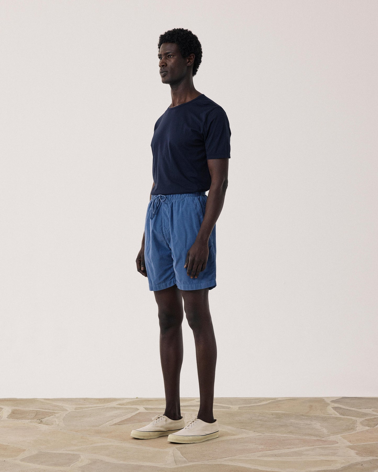 Short Homme en Velours Côtelé Bleu Denim Jog