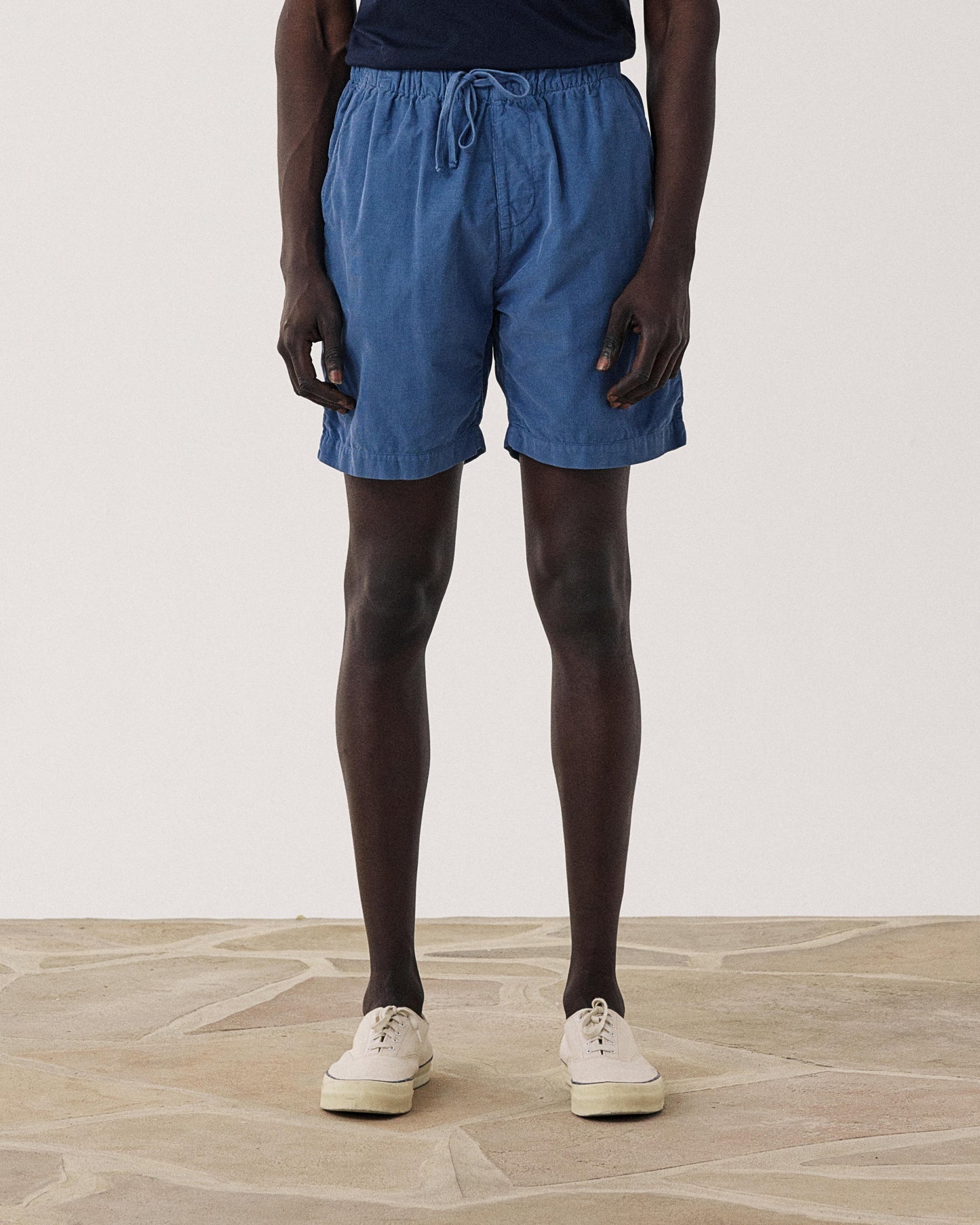 Short Homme en Velours Côtelé Bleu Denim Jog