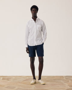 Short Homme en Lin Bleu Marine Joggy