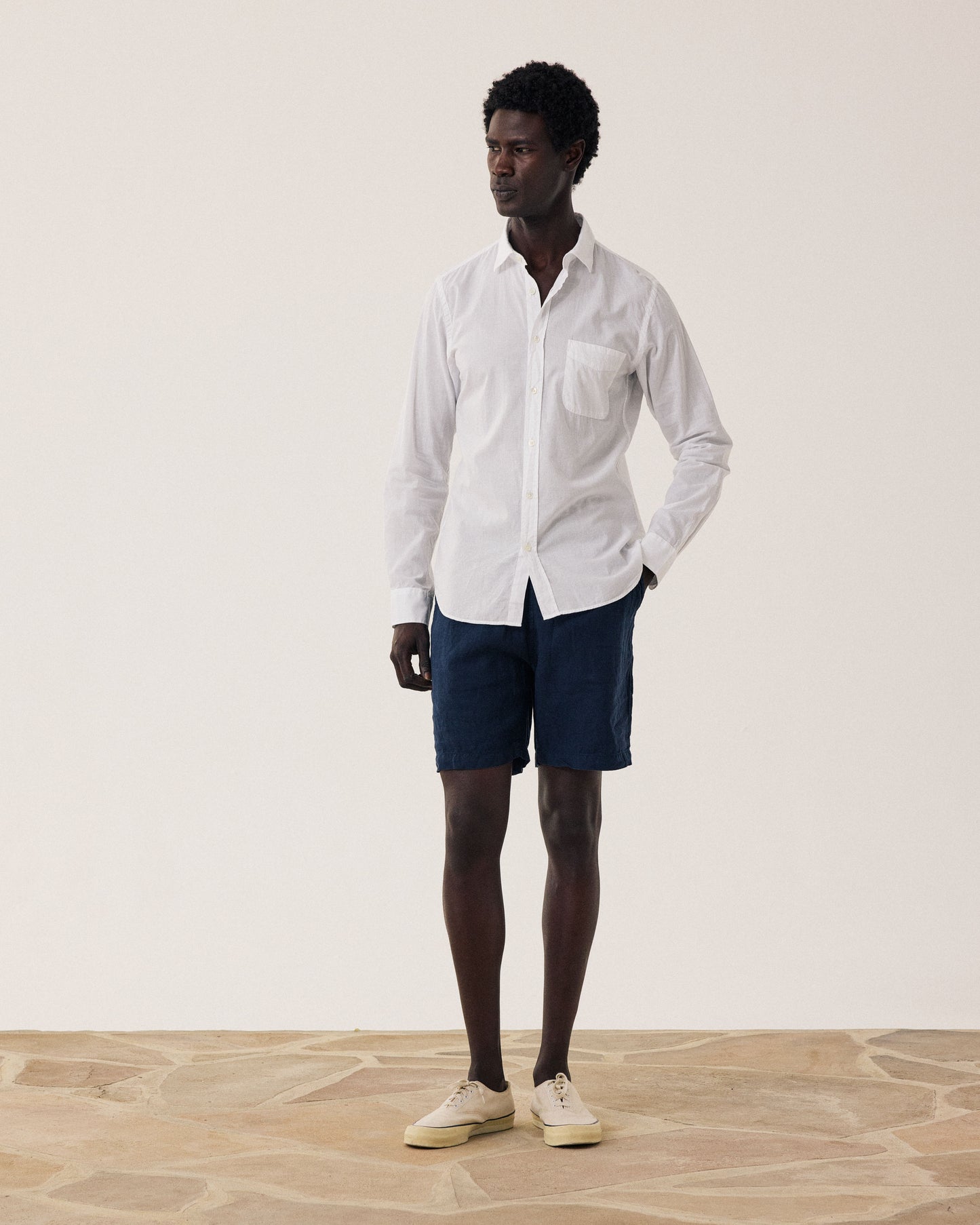 Short Homme en Lin Bleu Marine Joggy