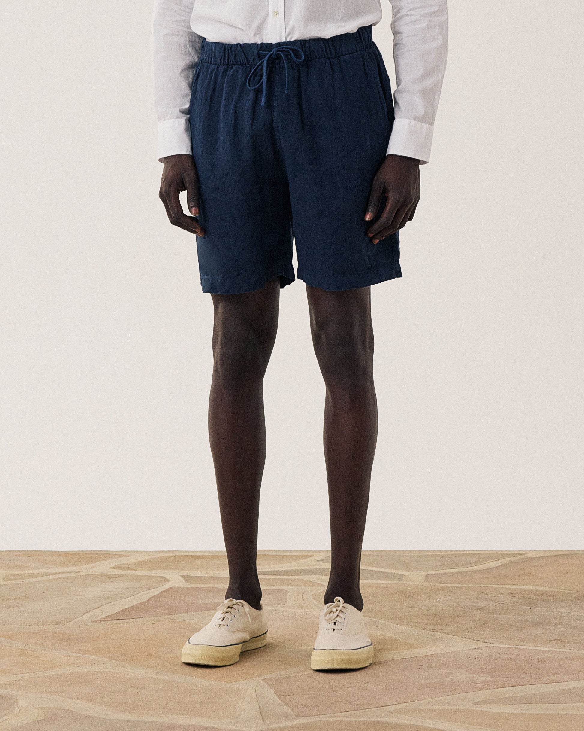 Short Homme en Lin Bleu Marine Joggy