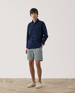 Short Homme en Coton Rayé Bleu Indigo Joggy BF58118-01