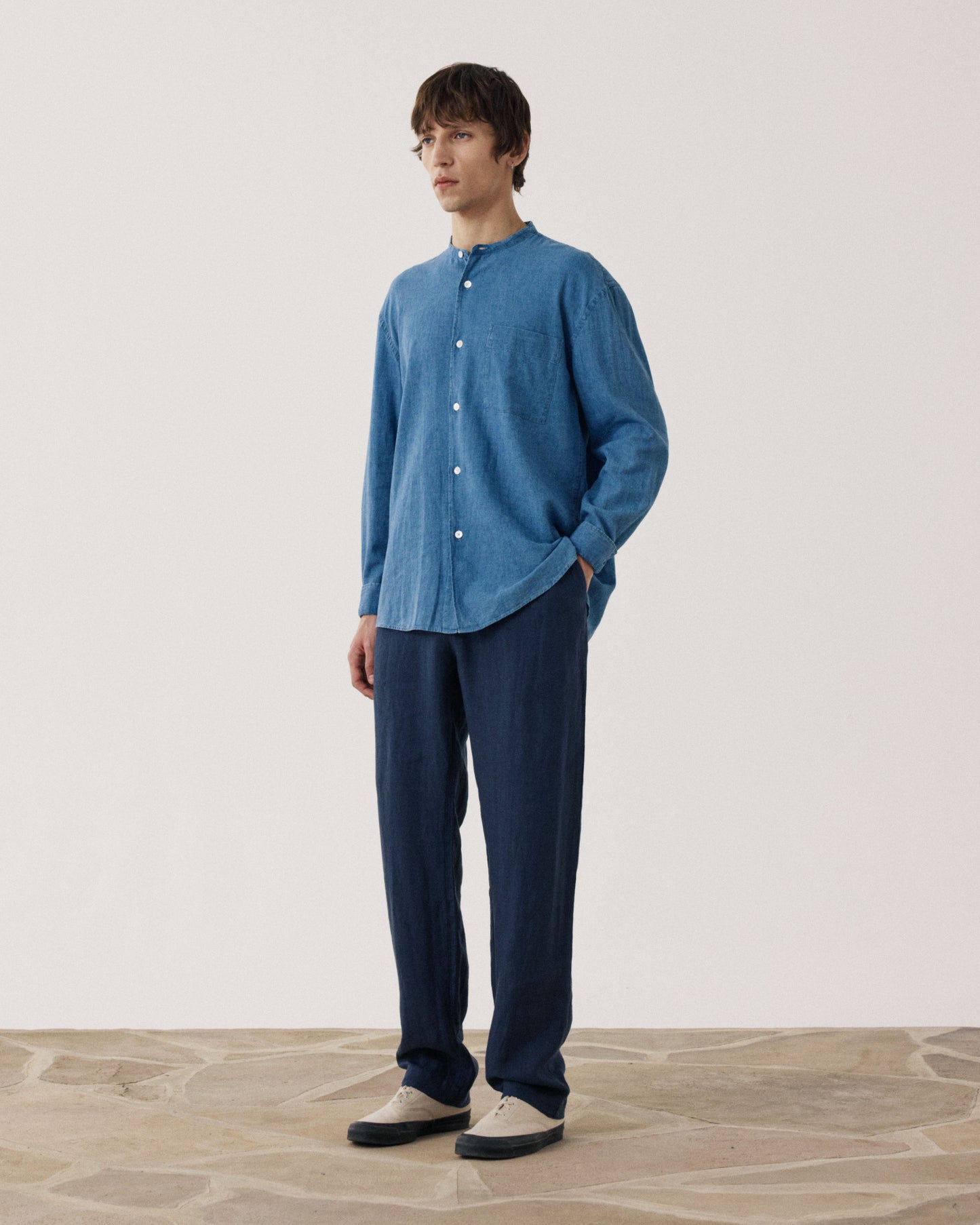 Pantalon Homme en Lin Bleu Marine Joggy