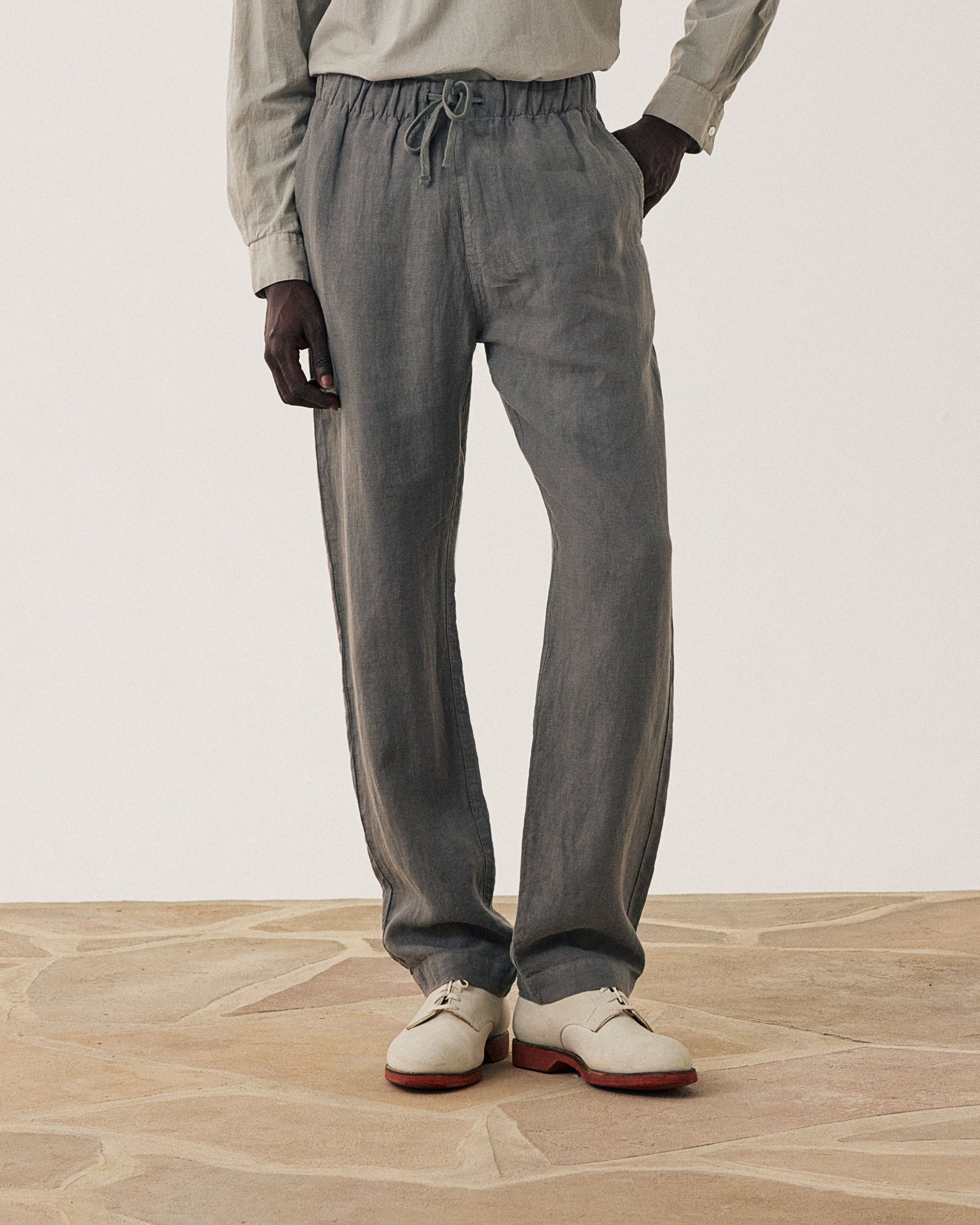 Pantalon Homme en Lin Vert Militaire Joggy