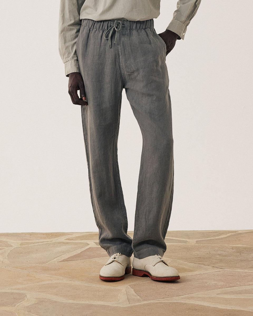 Pantalon Homme en Lin Vert Militaire Joggy - Image alternative