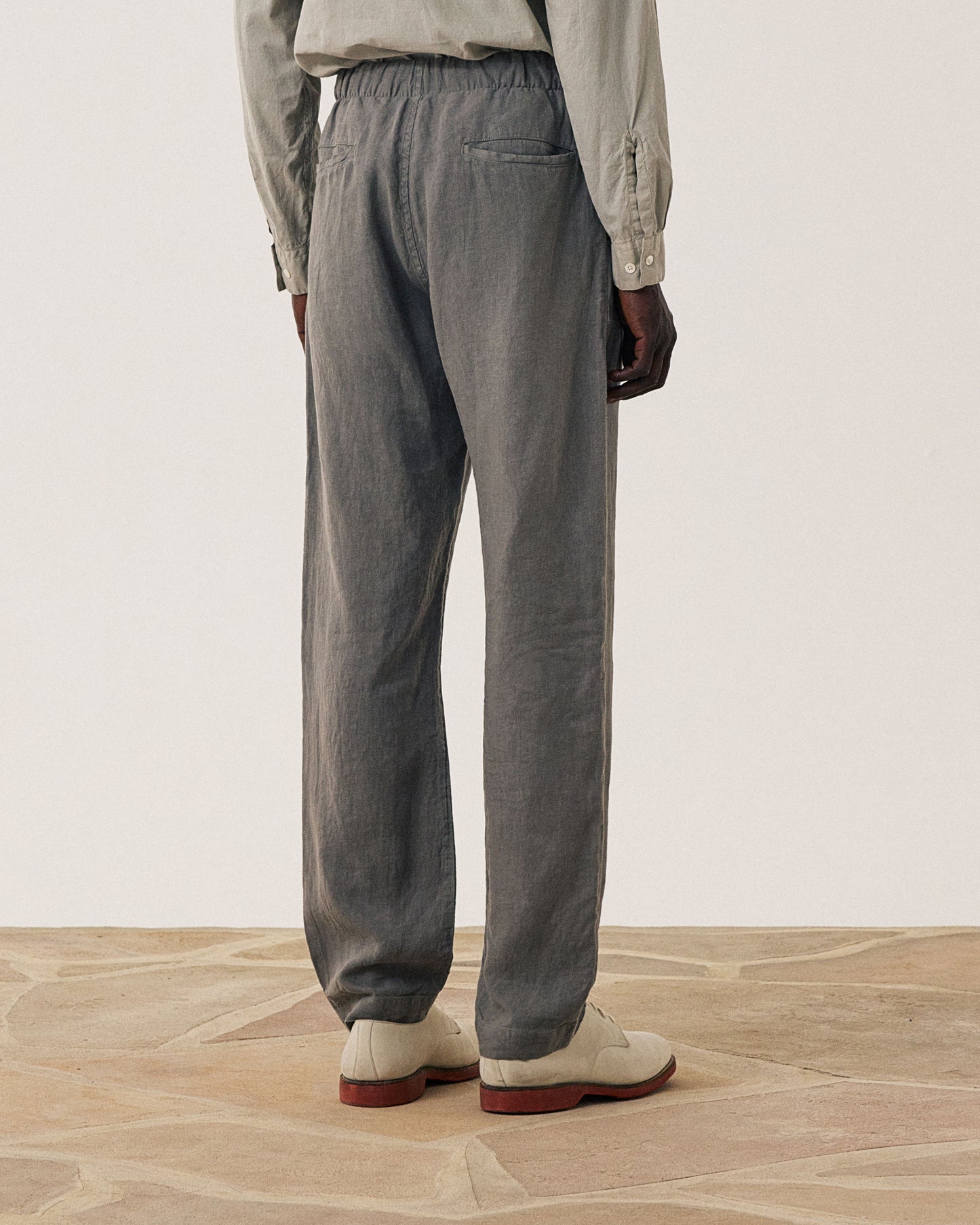 Pantalon Homme en Lin Vert Militaire Joggy