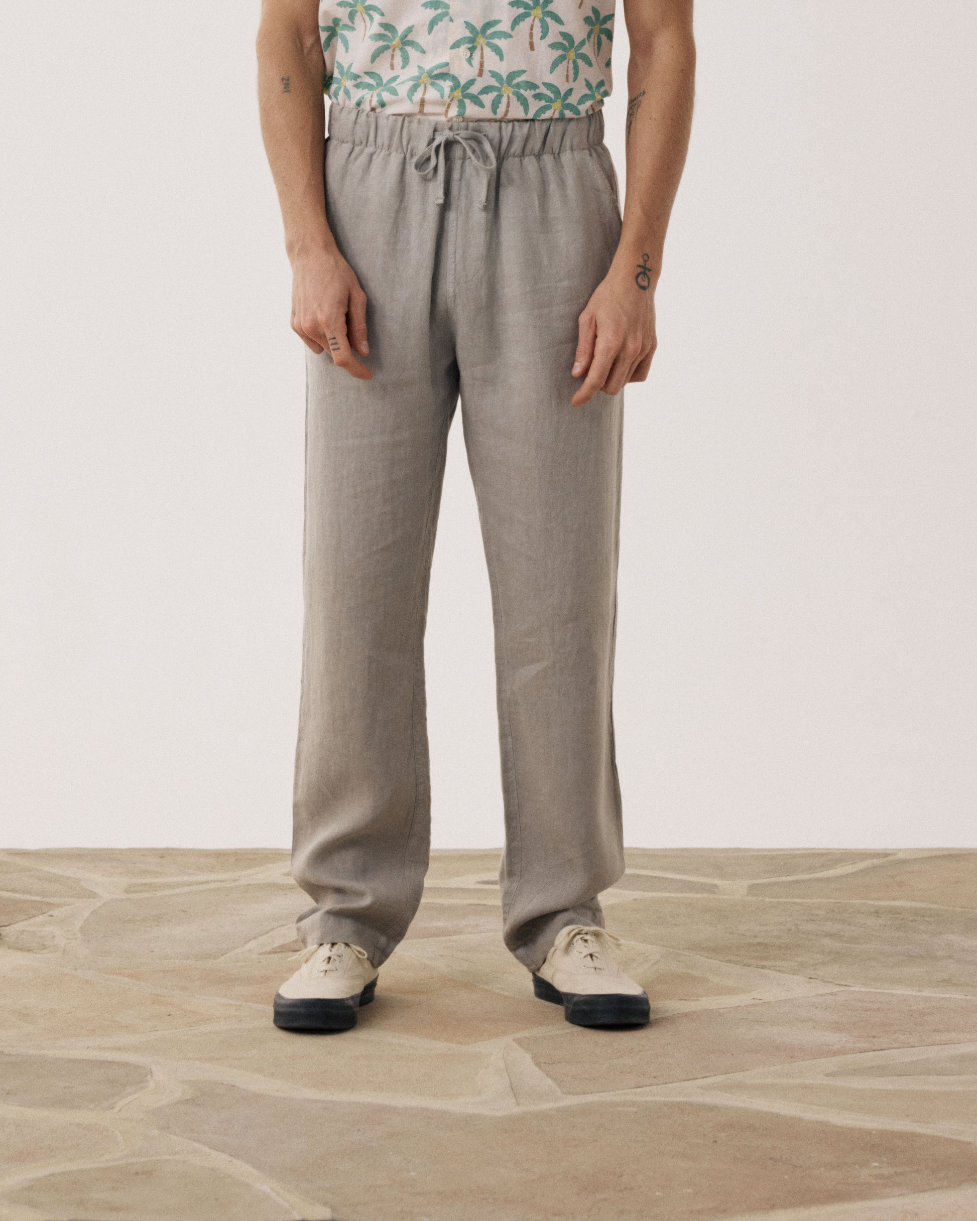 Pantalon Homme en Lin Vert Sauge Joggy