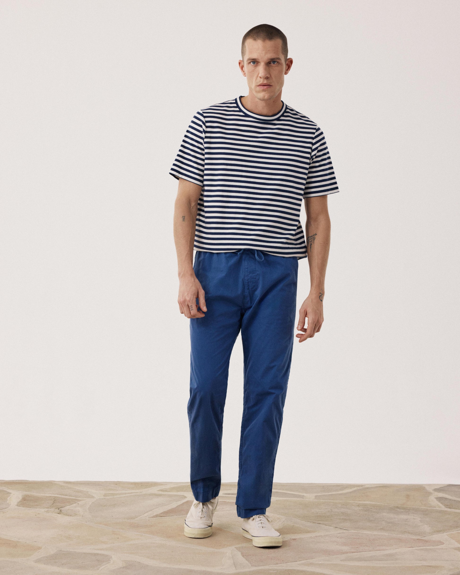 Pantalon Homme en Cotton Léger Bleu Indigo Joggy BF59103-60