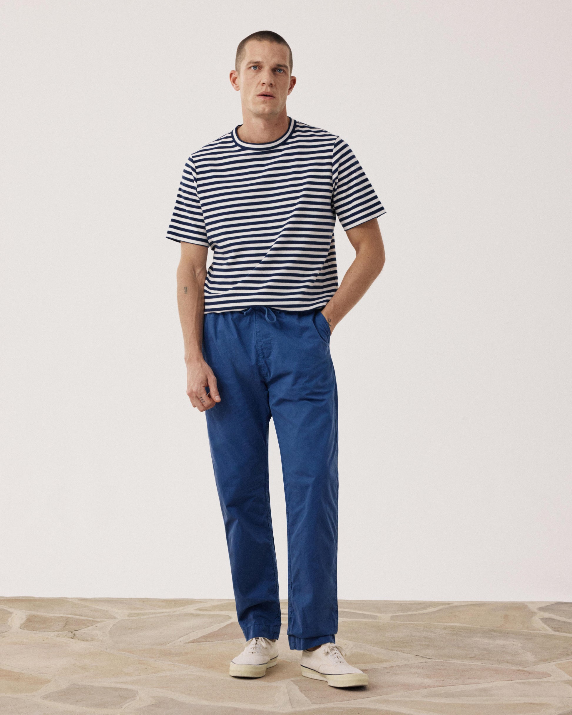 Pantalon Homme en Cotton Léger Bleu Indigo Joggy BF59103-60
