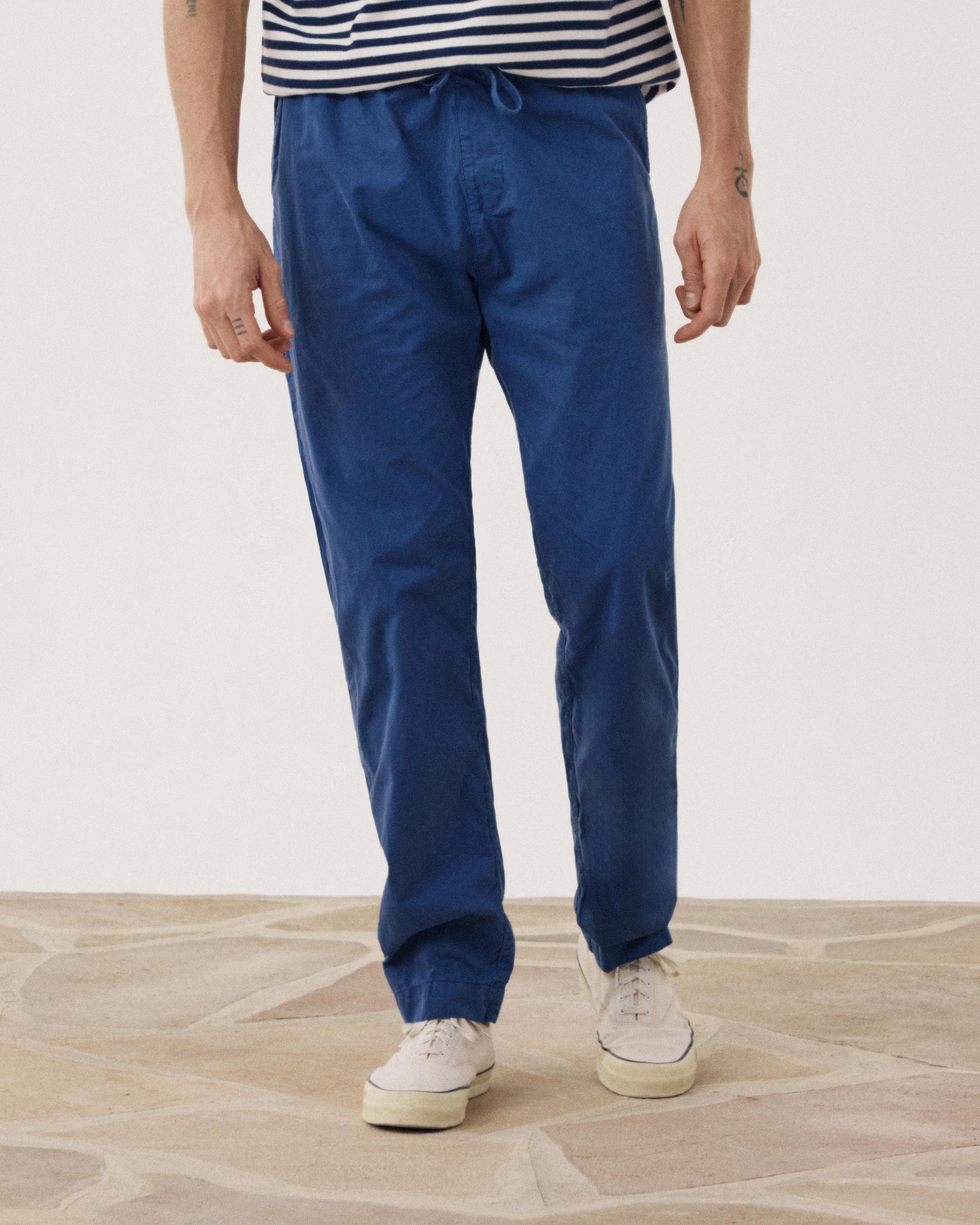 Pantalon Homme en Cotton Léger Bleu Indigo Joggy BF59103-60
