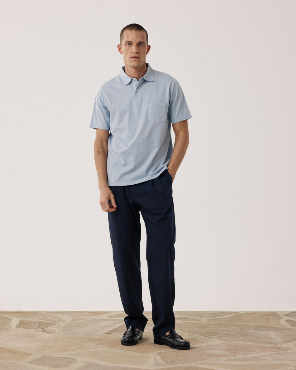 Polo Homme en Jersey de Coton Bleu Clair - Image alternative