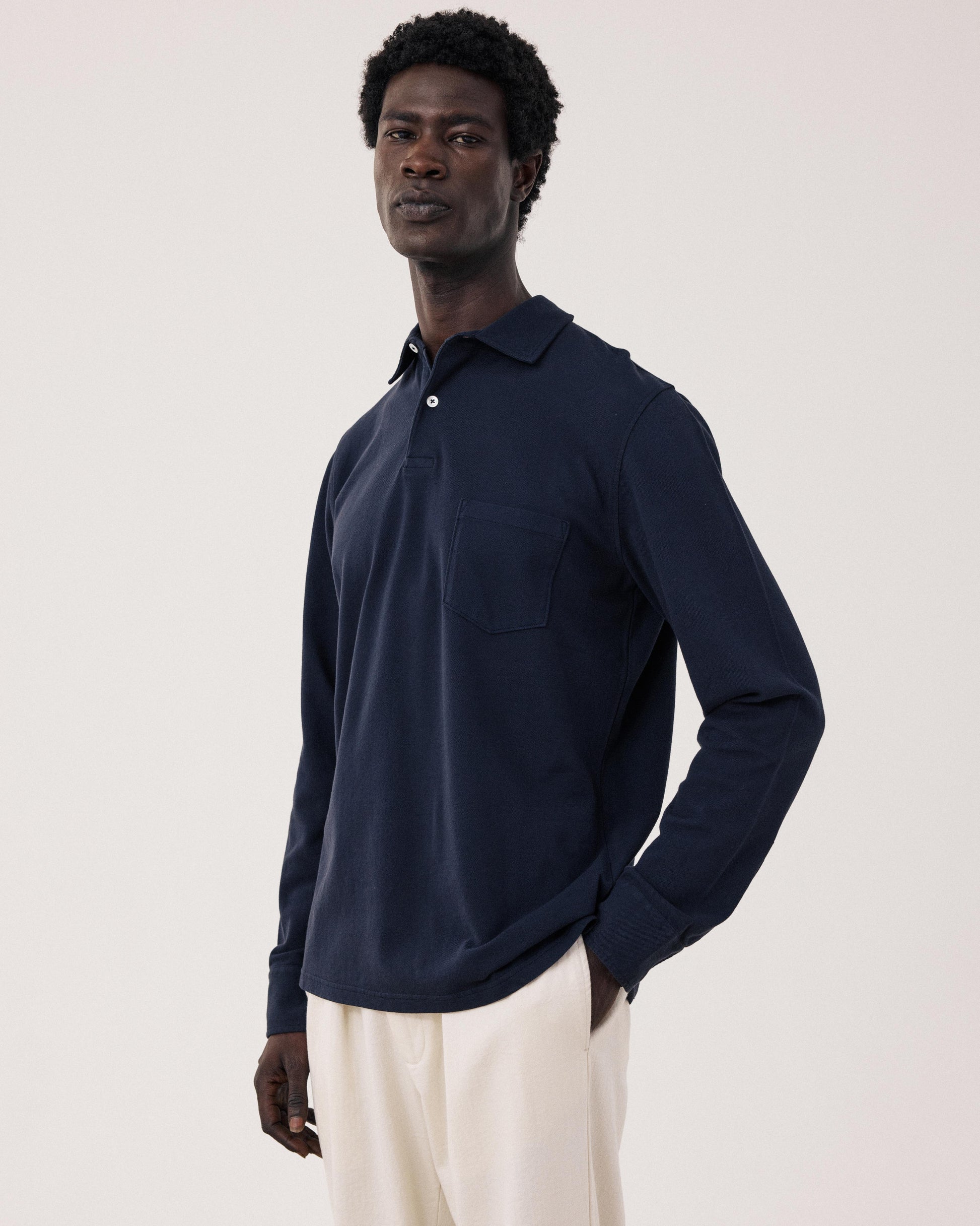 Polo Homme en Coton Piqué Bleu Nuit BF63300-03