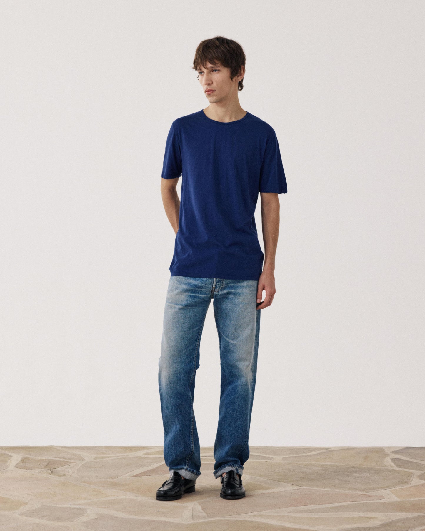 T-shirt Homme en Jersey de Coton Léger Bleu Indigo Light Crew BF65301-05