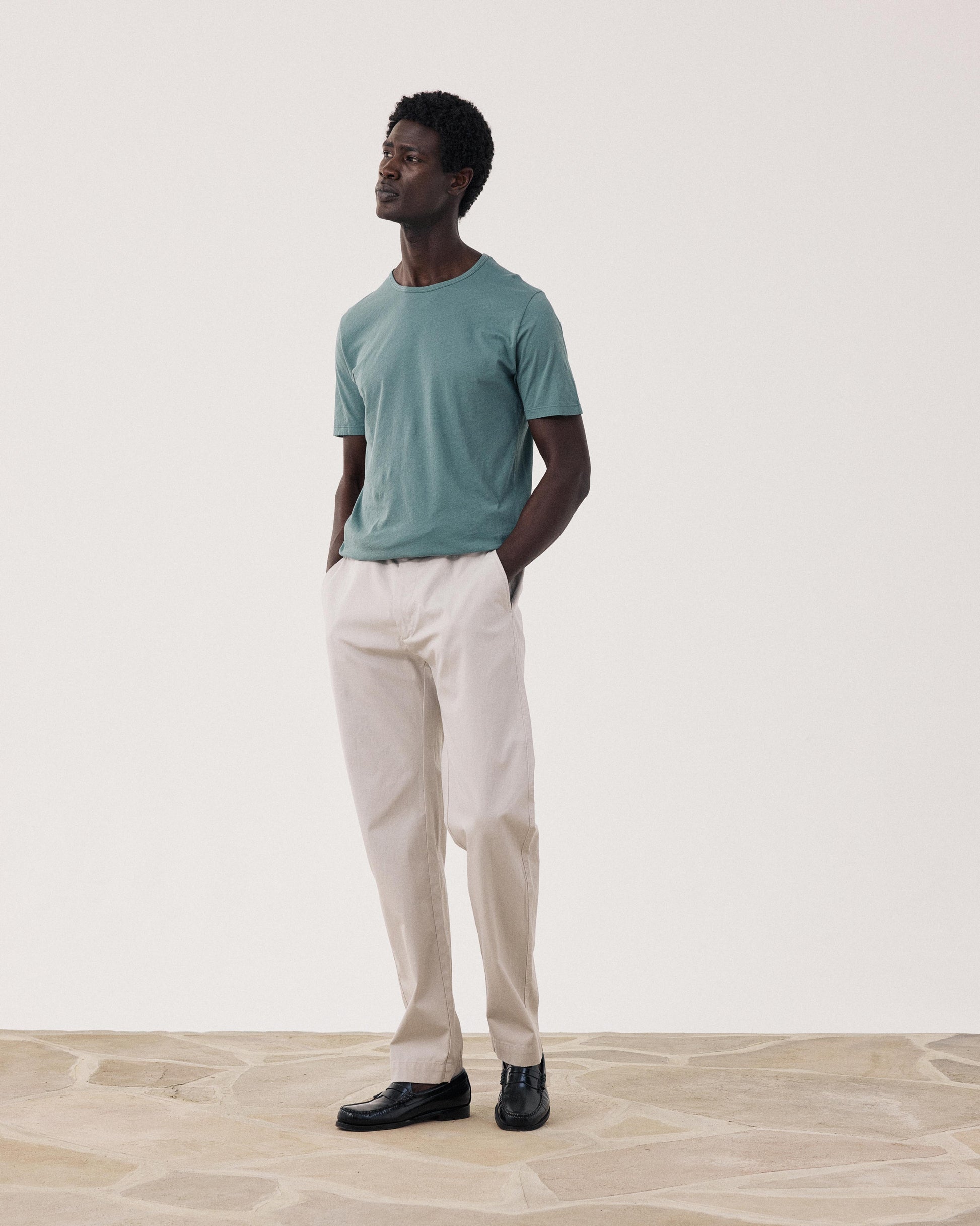 T-shirt Homme en Jersey de Coton Léger Vert Cactus Light Crew