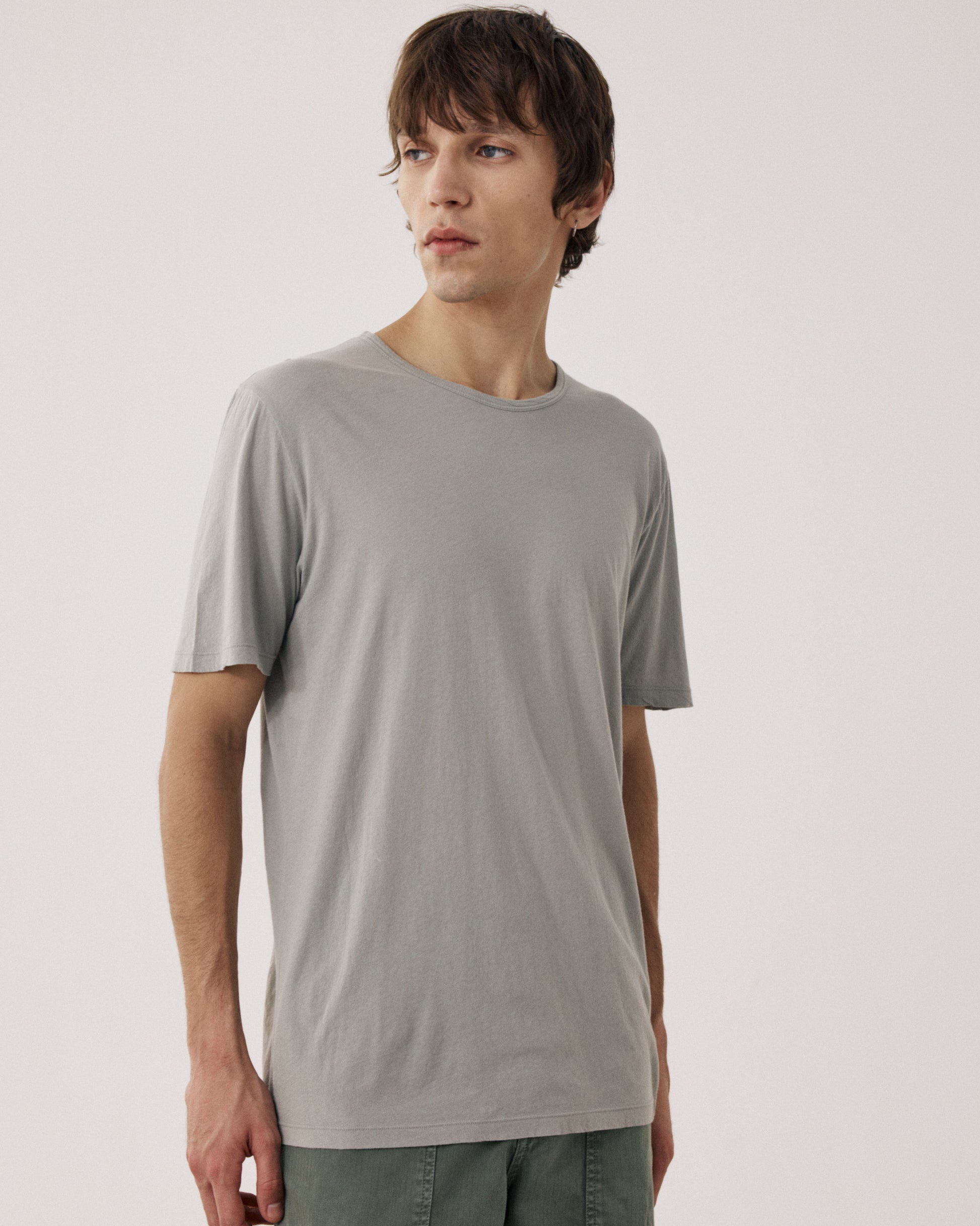 T-shirt Homme en Jersey de Coton Léger Vert Sauge Light Crew