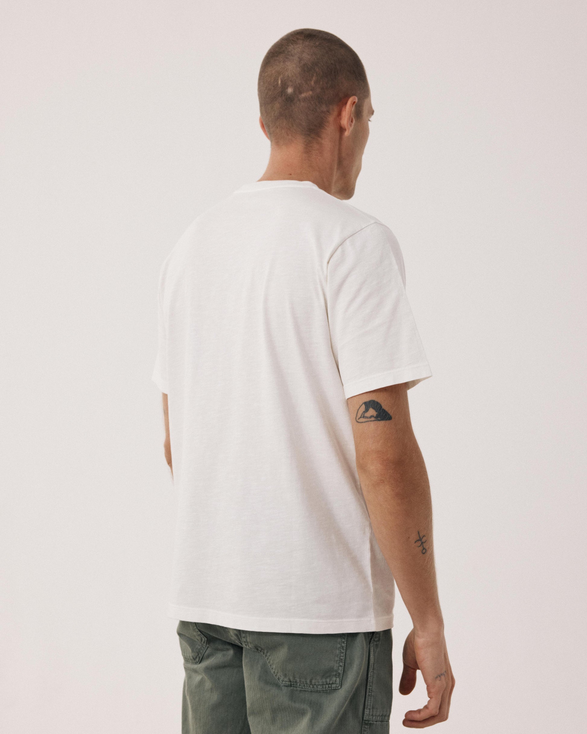 T-shirt Homme en Coton Slub Ecru Crew BF68303-01