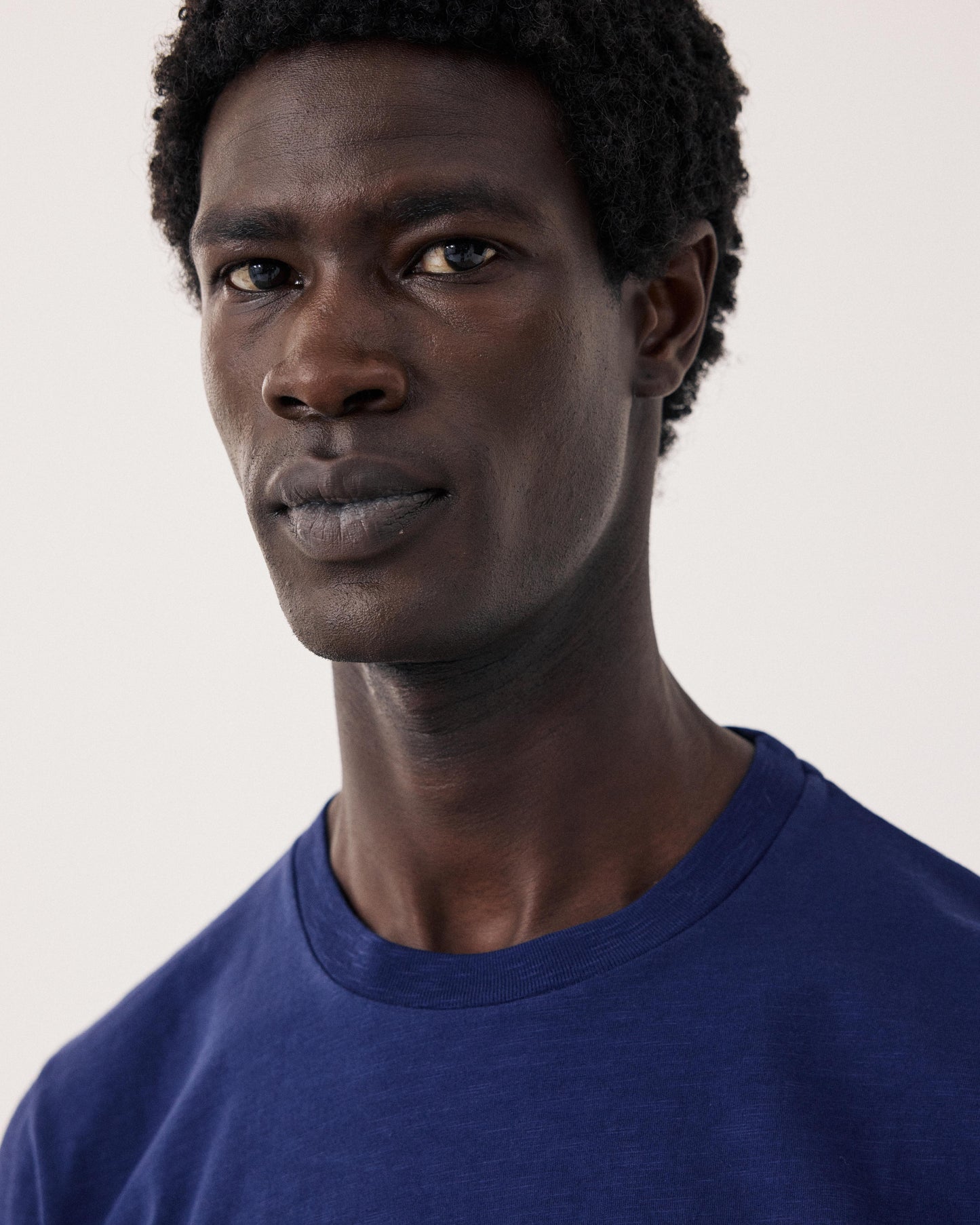 T-shirt Homme en Coton Slub Bleu Indigo Crew BF68303-05
