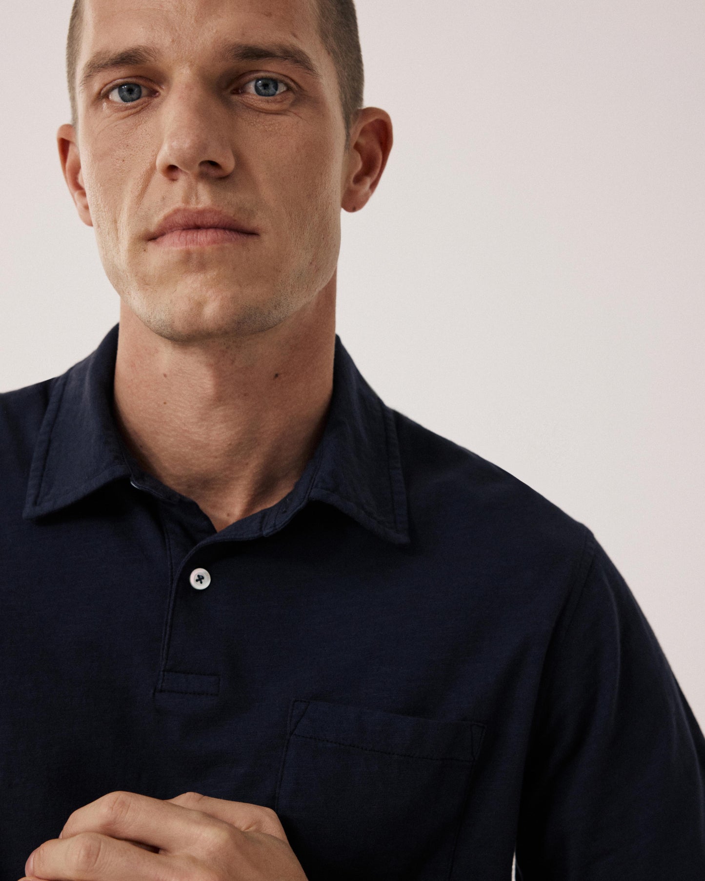 Polo para hombre de Algodón Flameado azul noche BF69303-03