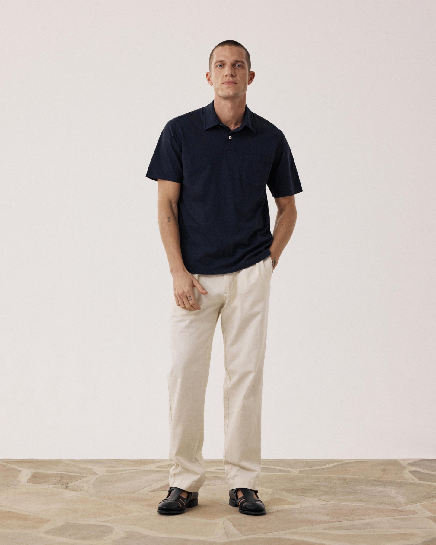 Polo para hombre de Algodón Flameado azul noche BF69303-03
