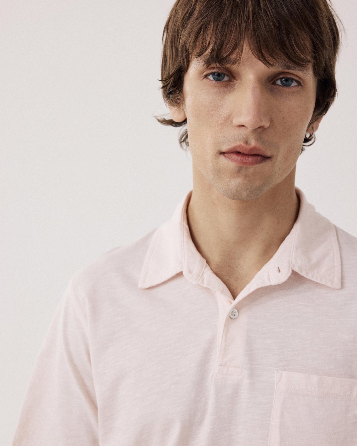 Men's Pale Pink Slub Cotton Polo Shirt BF69303-13