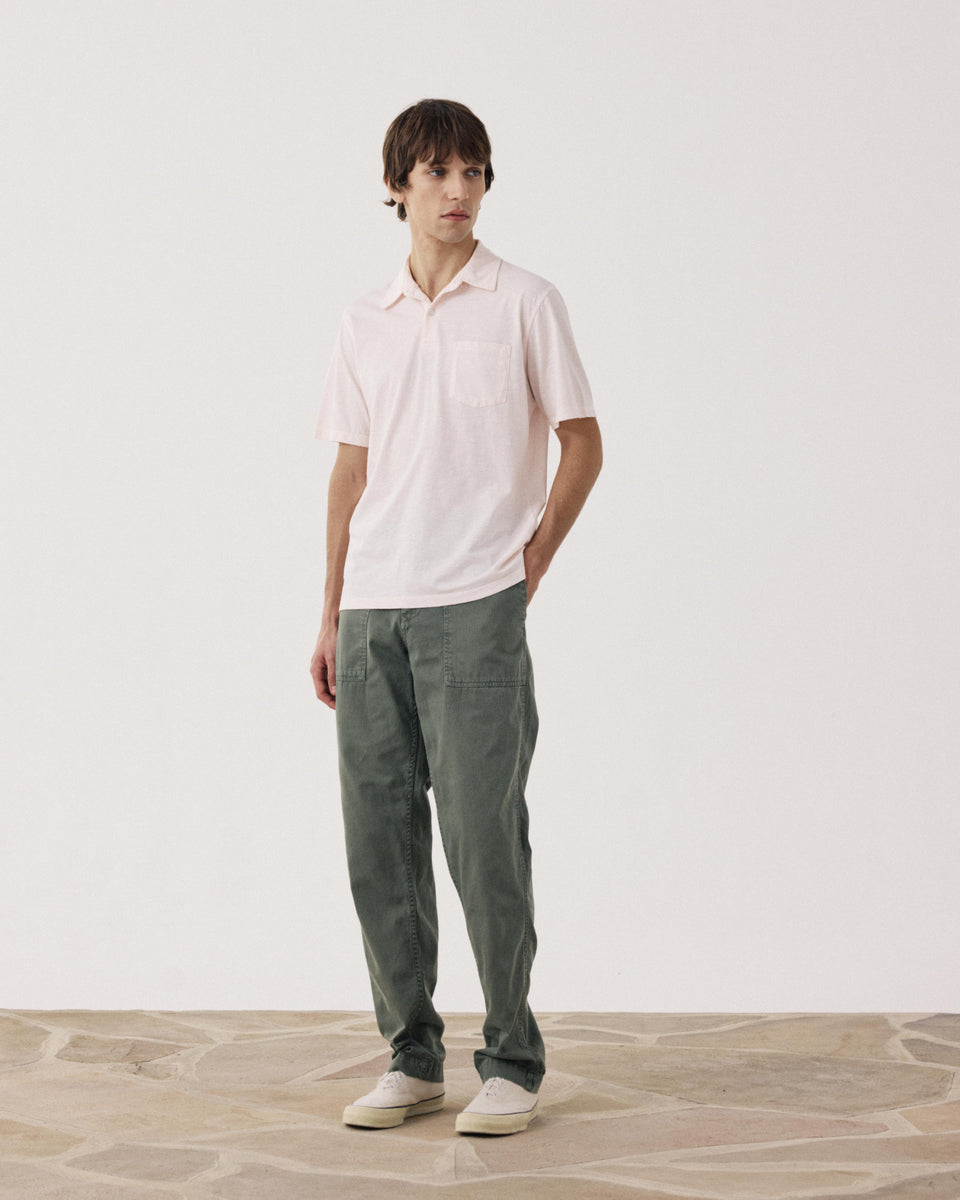 Polo Homme en Coton Slub Rose Pâle - Image alternative