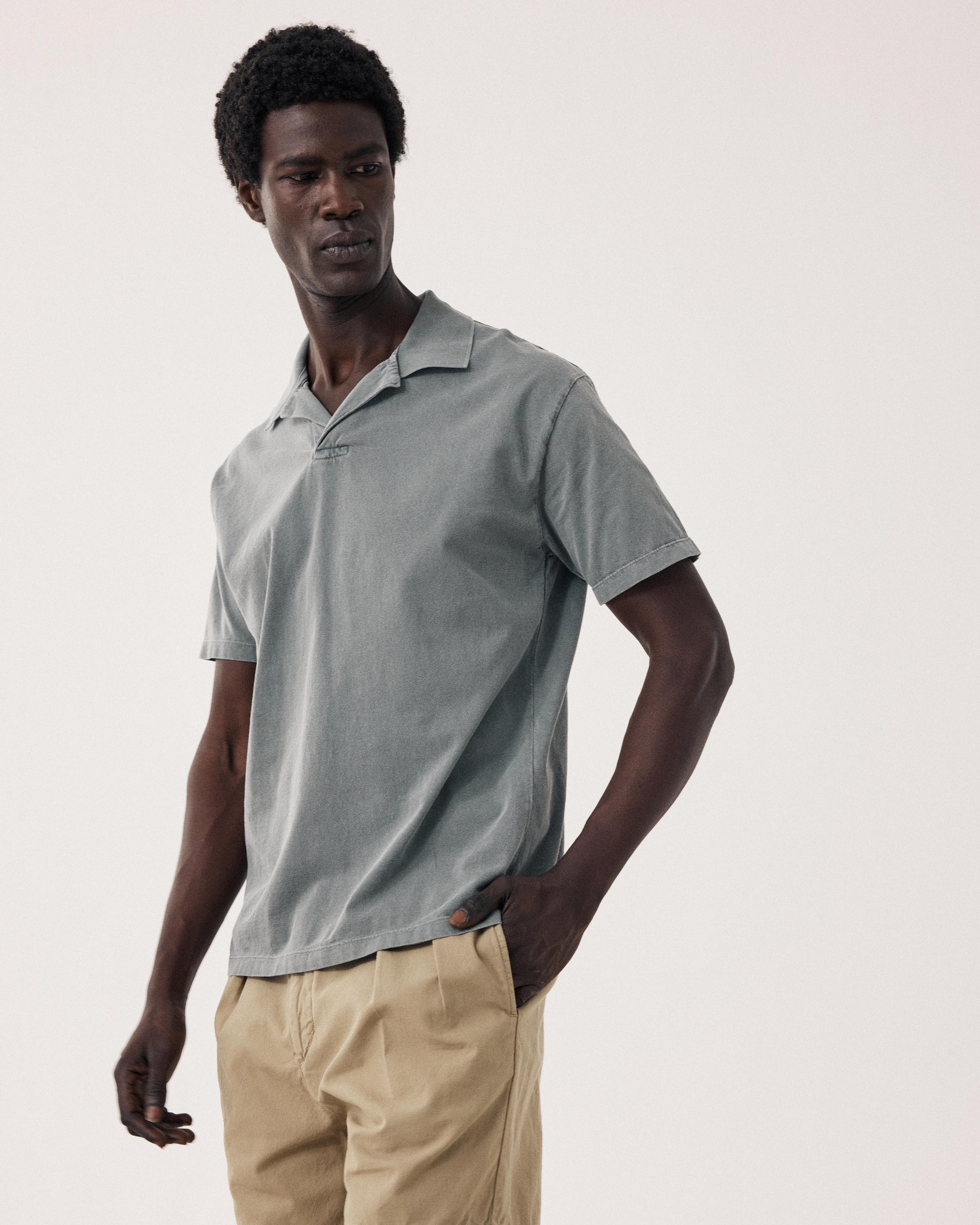 Polo de hombre en Jersey verde cactus BF71304-04