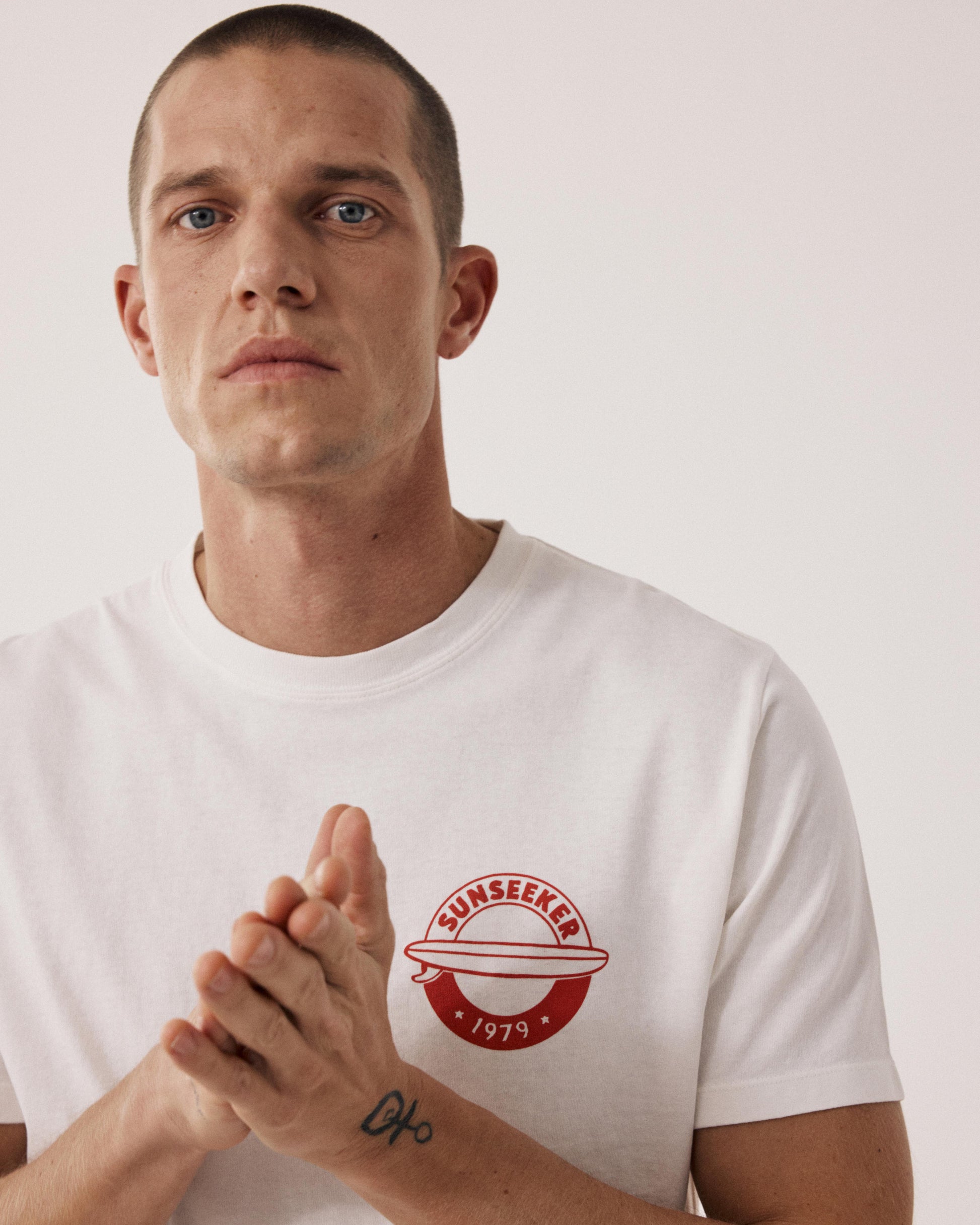 T-shirt Homme en Jersey Ecru Longboard BF74304-01