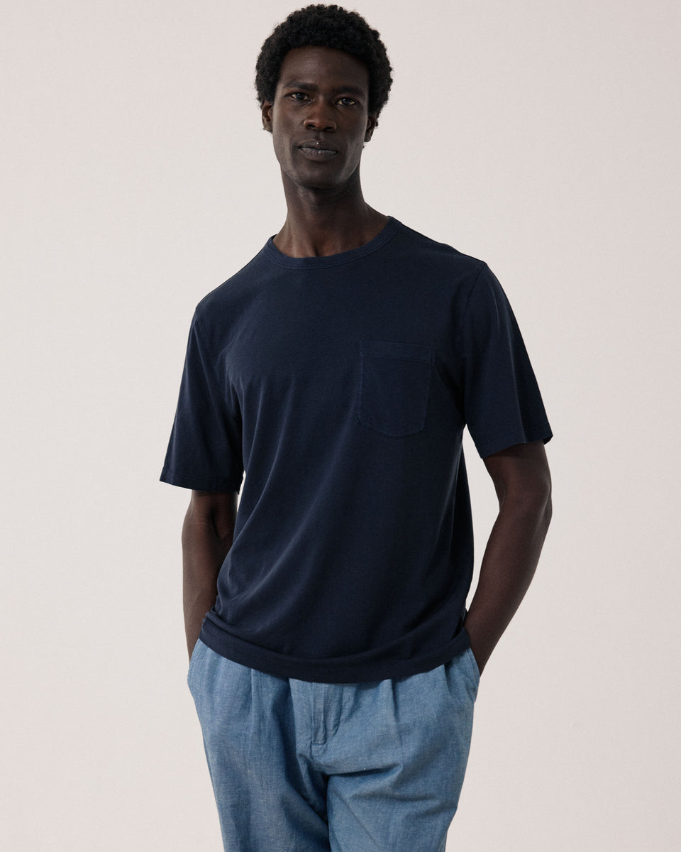 T-shirt Homme en Jersey de Lyocell & Coton Bleu Nuit - Image principale