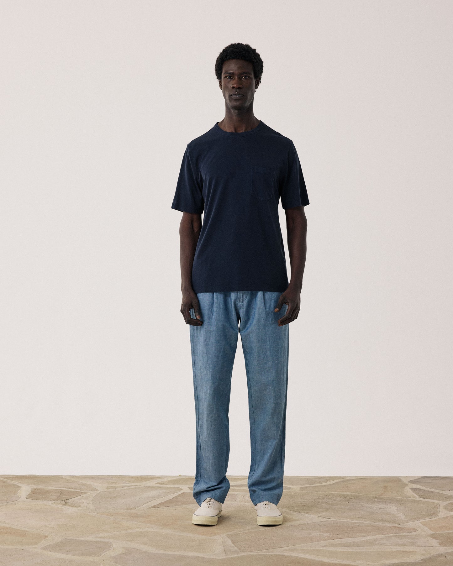 T-shirt Homme en Jersey de Lyocell & Coton Bleu Nuit