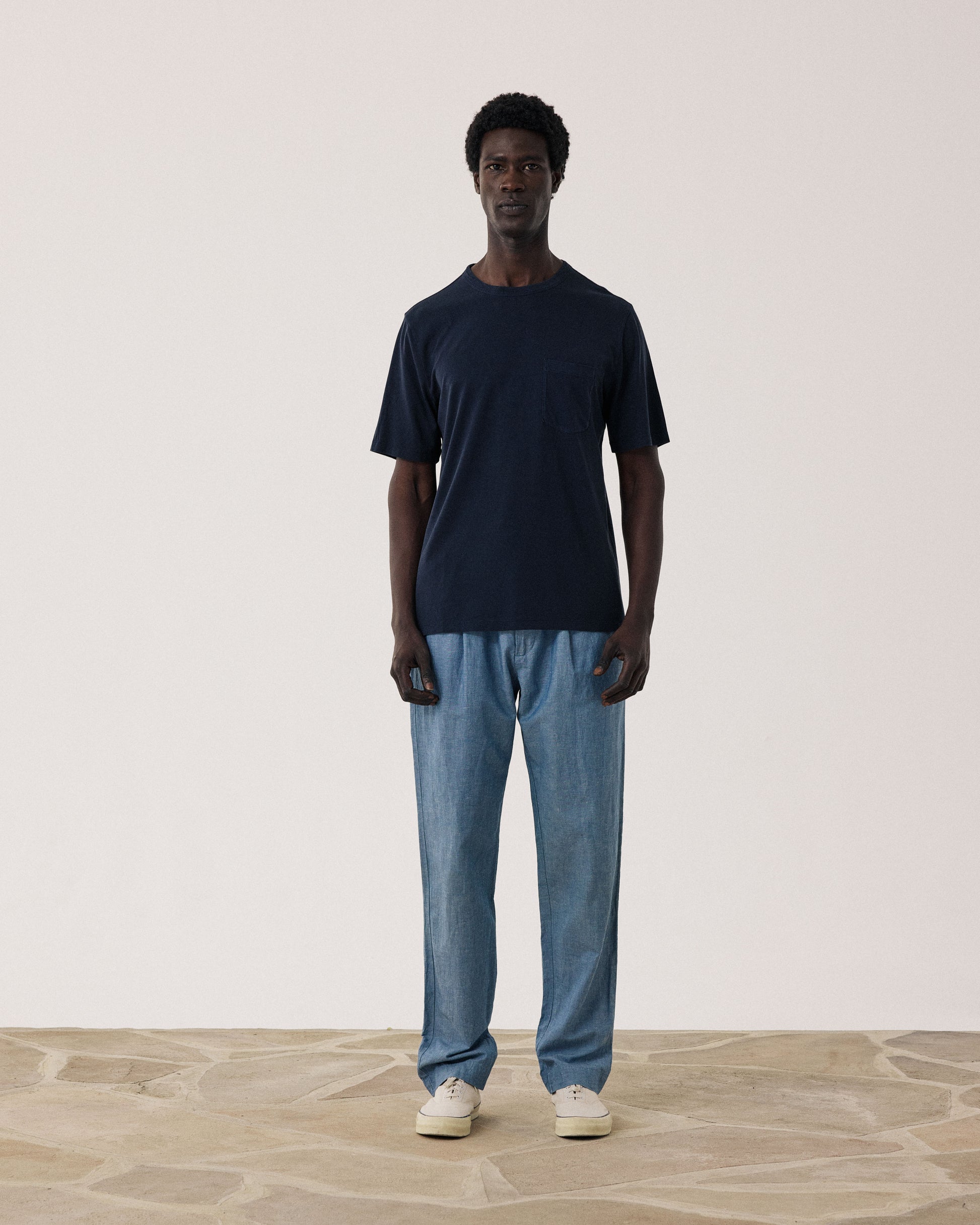 T-shirt Homme en Jersey de Lyocell & Coton Bleu Nuit
