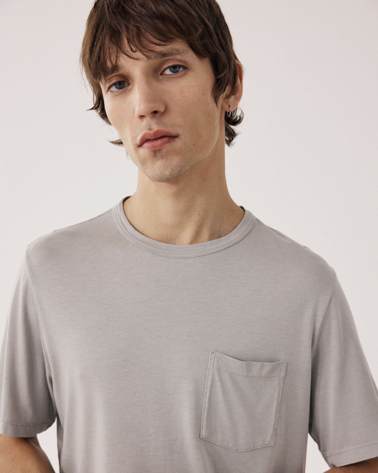 Camiseta para hombre de jersey de lyocell y algodón verde salvia BF76305-08